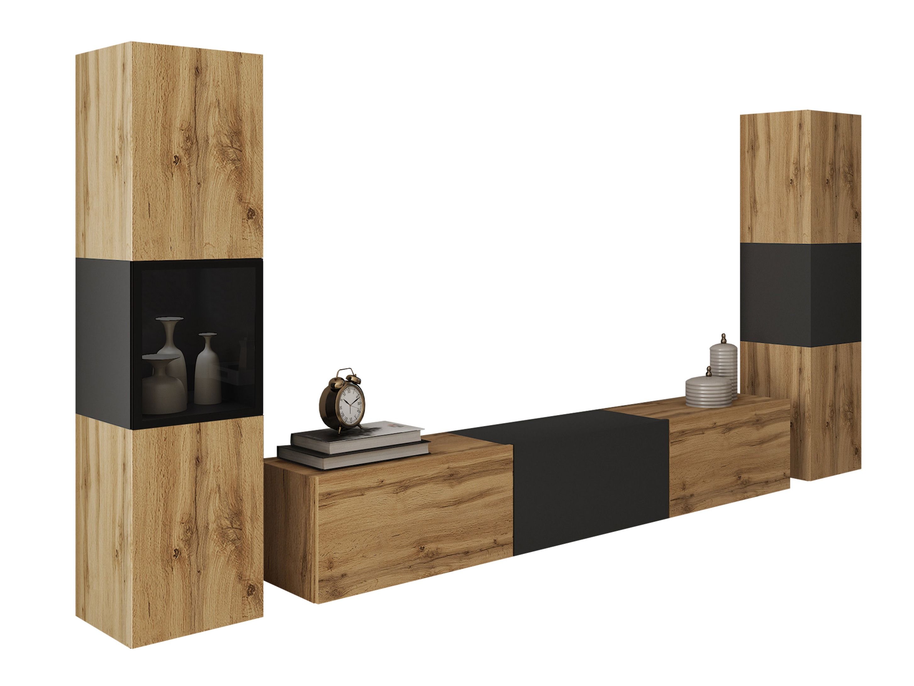 Conjunto para sala de estar Sarasota 193 (Carvalho wotan + Grafite)