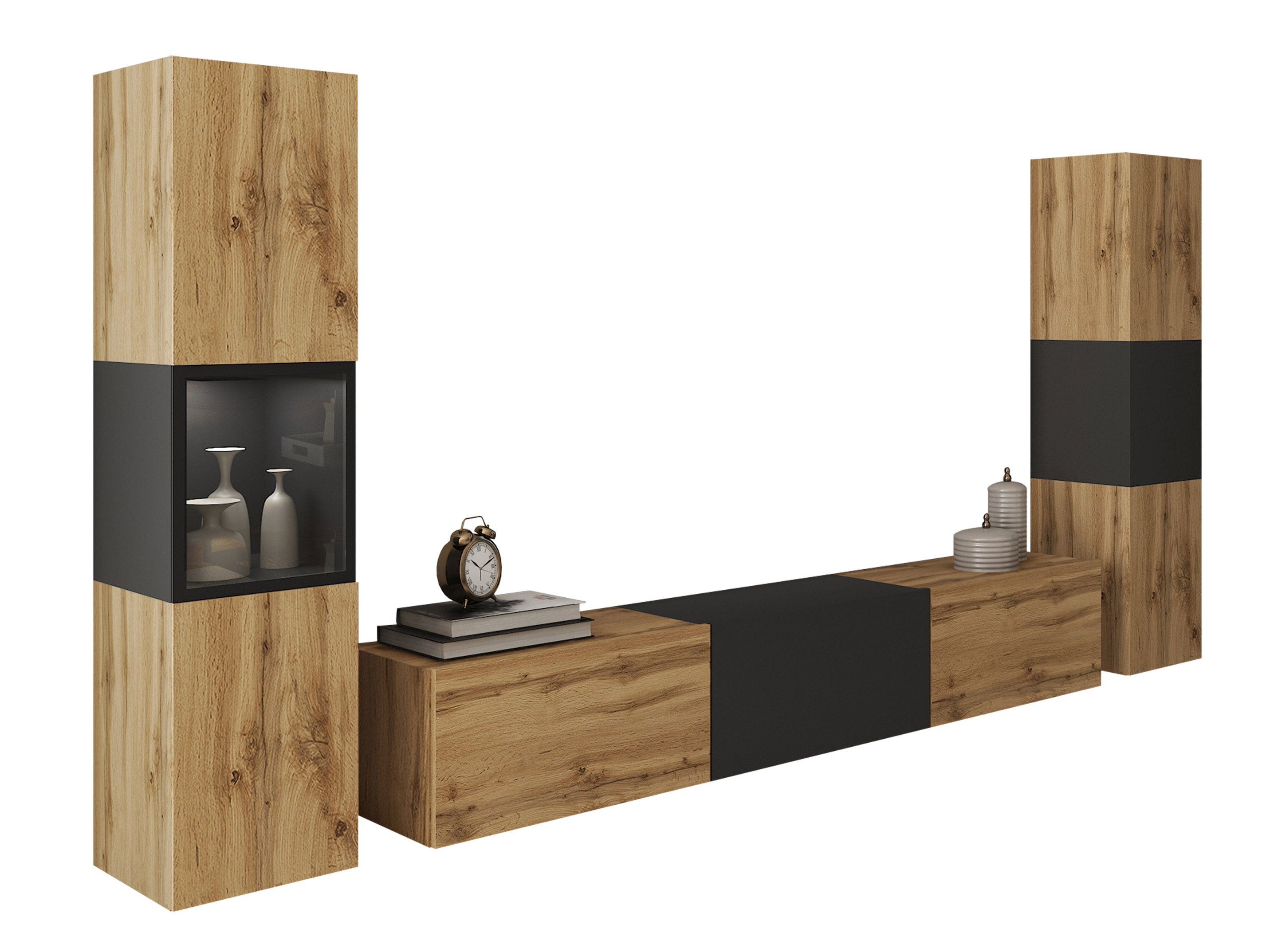 Conjunto para sala de estar Sarasota 193 (Carvalho wotan + Grafite)