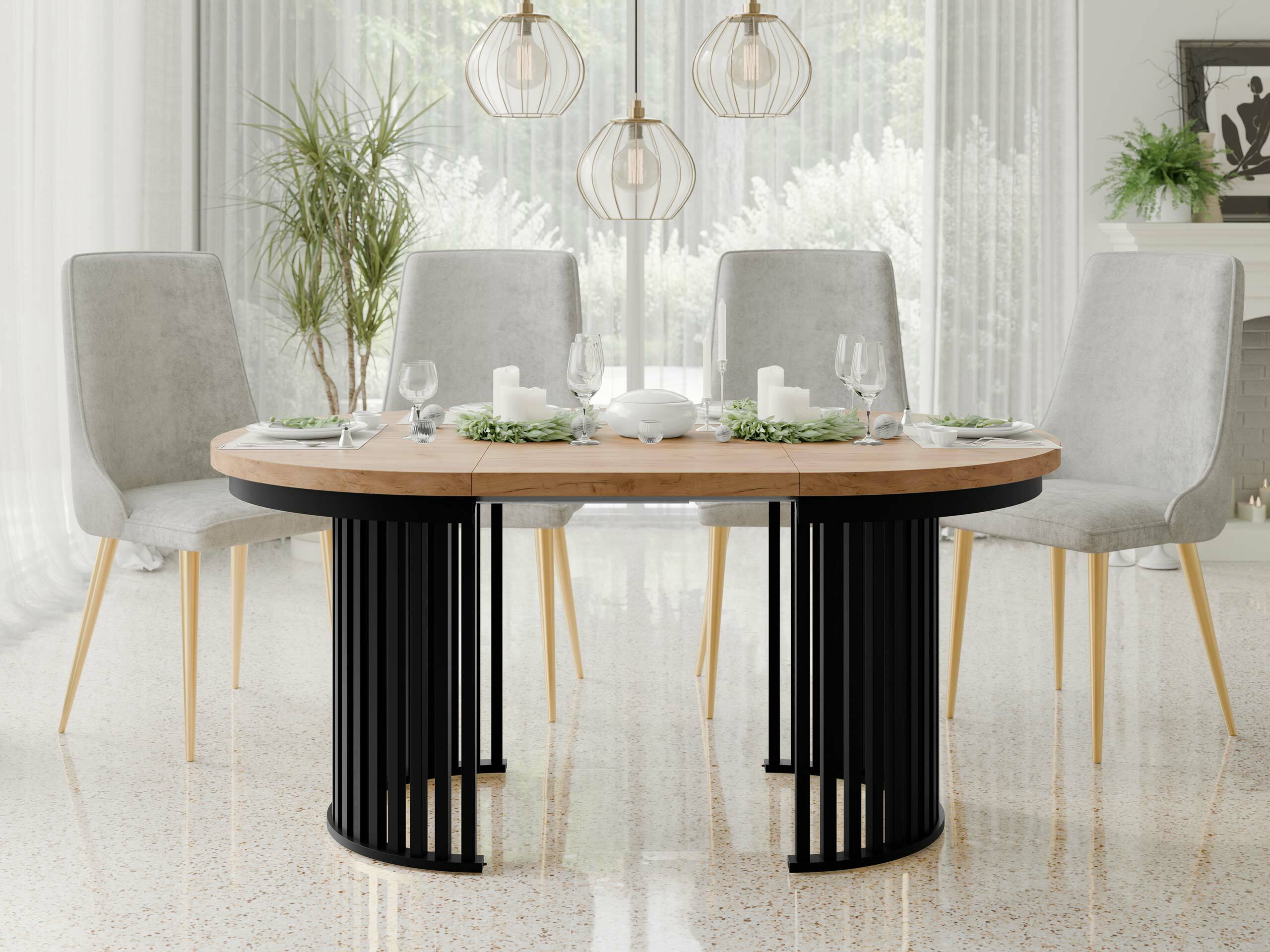 Mesa Racine 145 (Craft de carvalho dourado + Preto)