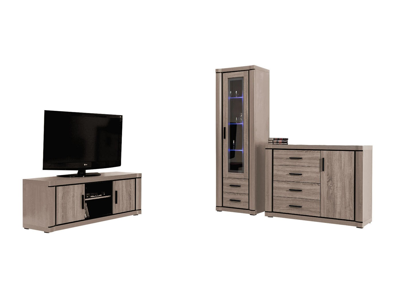 Conjunto para sala de estar Lorelie 122 (Brigadeiro carvalho)