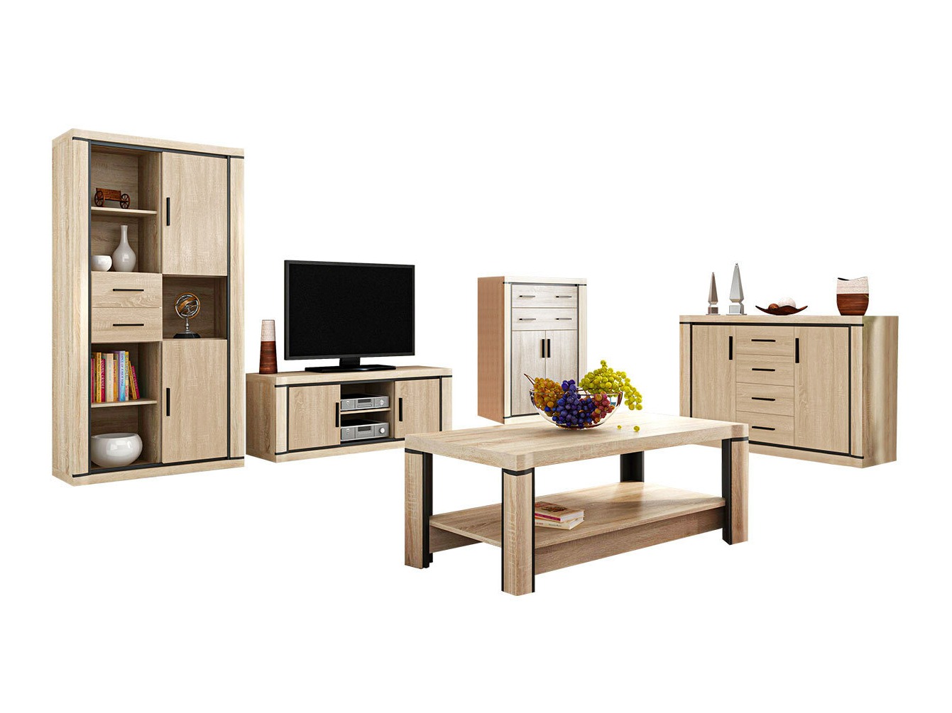 Conjunto para sala de estar Lorelie 124 (Carvalho sonoma)