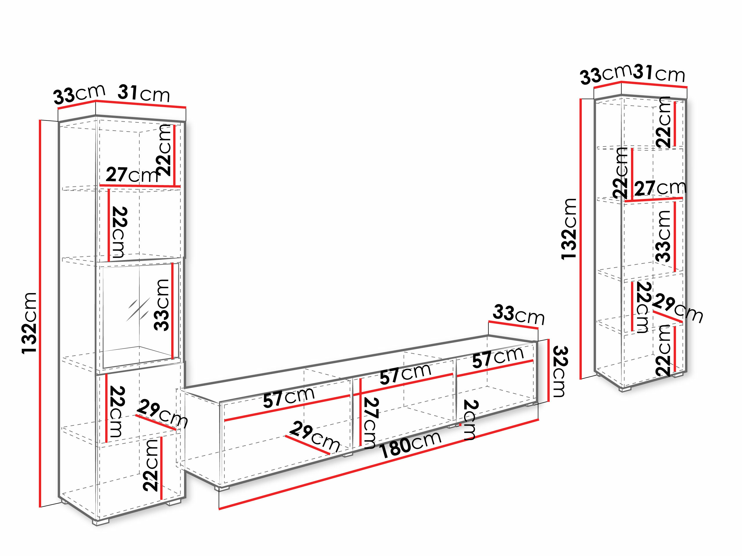 Conjunto para sala de estar Sarasota 193 (Branco + Carvalho wotan)