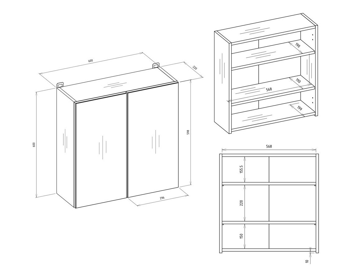 Armário com espelho para casa de banho Balelbo 101 (Carvalho Artisan)