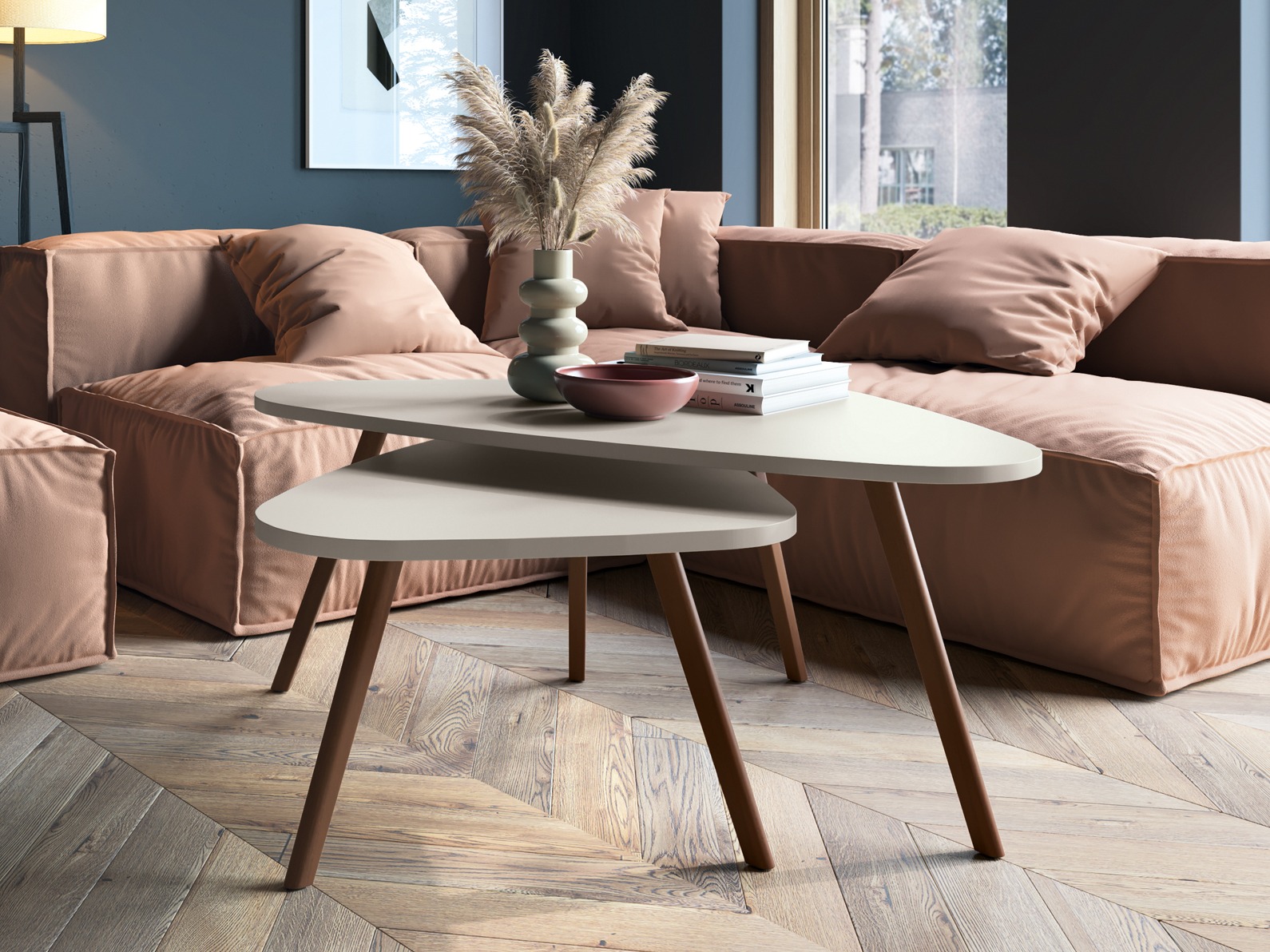 Conjunto de mesa de centro Ontario 202 (Branco + Carvalho)