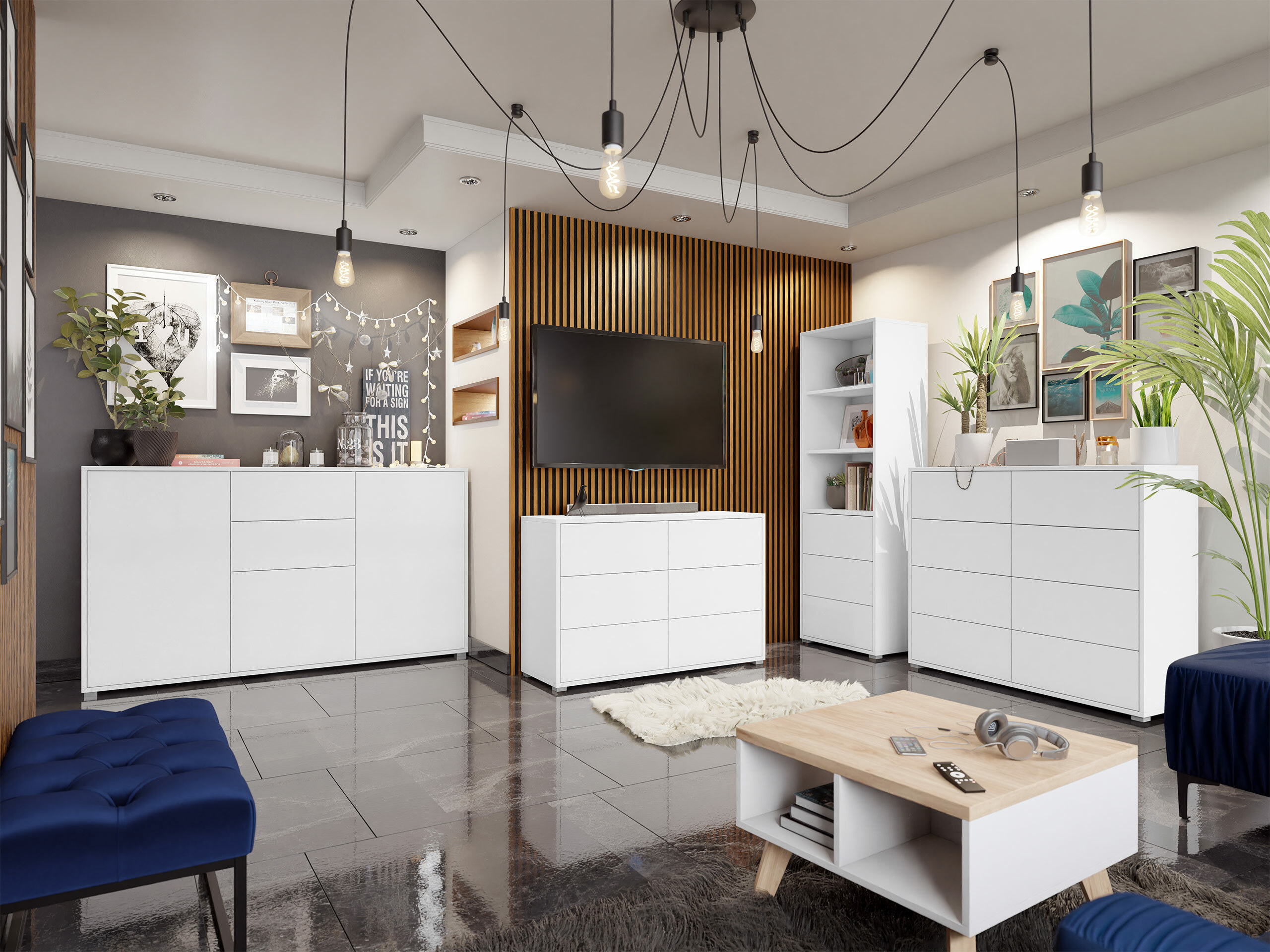 Conjunto para sala de estar Comfivo Fersoe 108 (Branco)