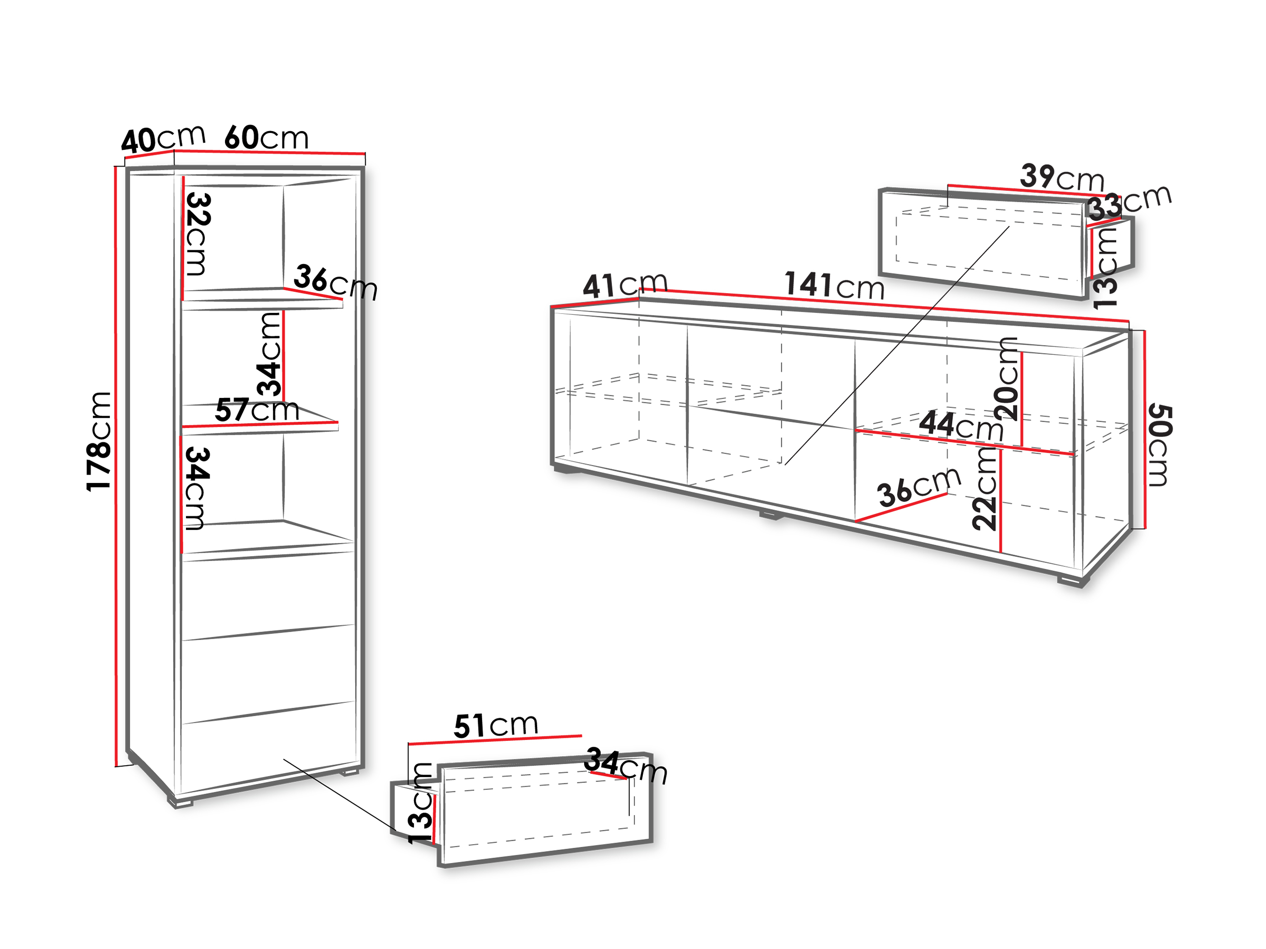 Conjunto para sala de estar Comfivo Tutela IV (Branco)