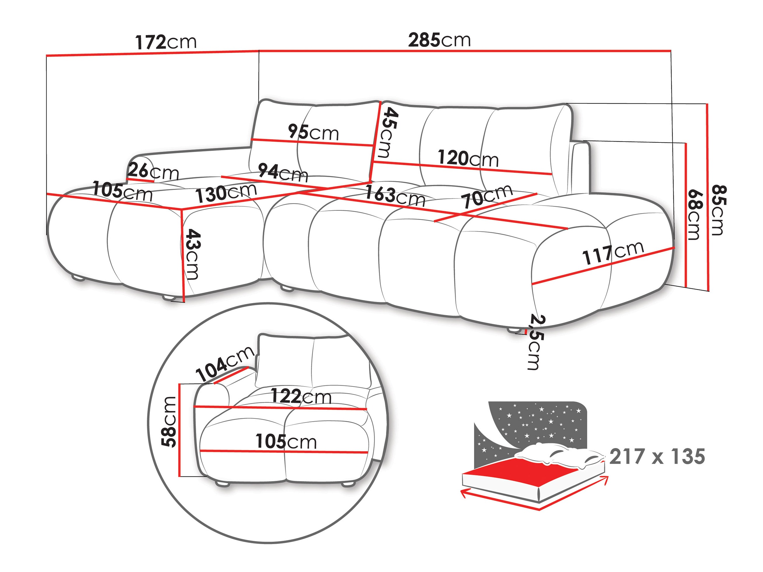 Sofá de canto TrendyNest 120 (Flow 02)