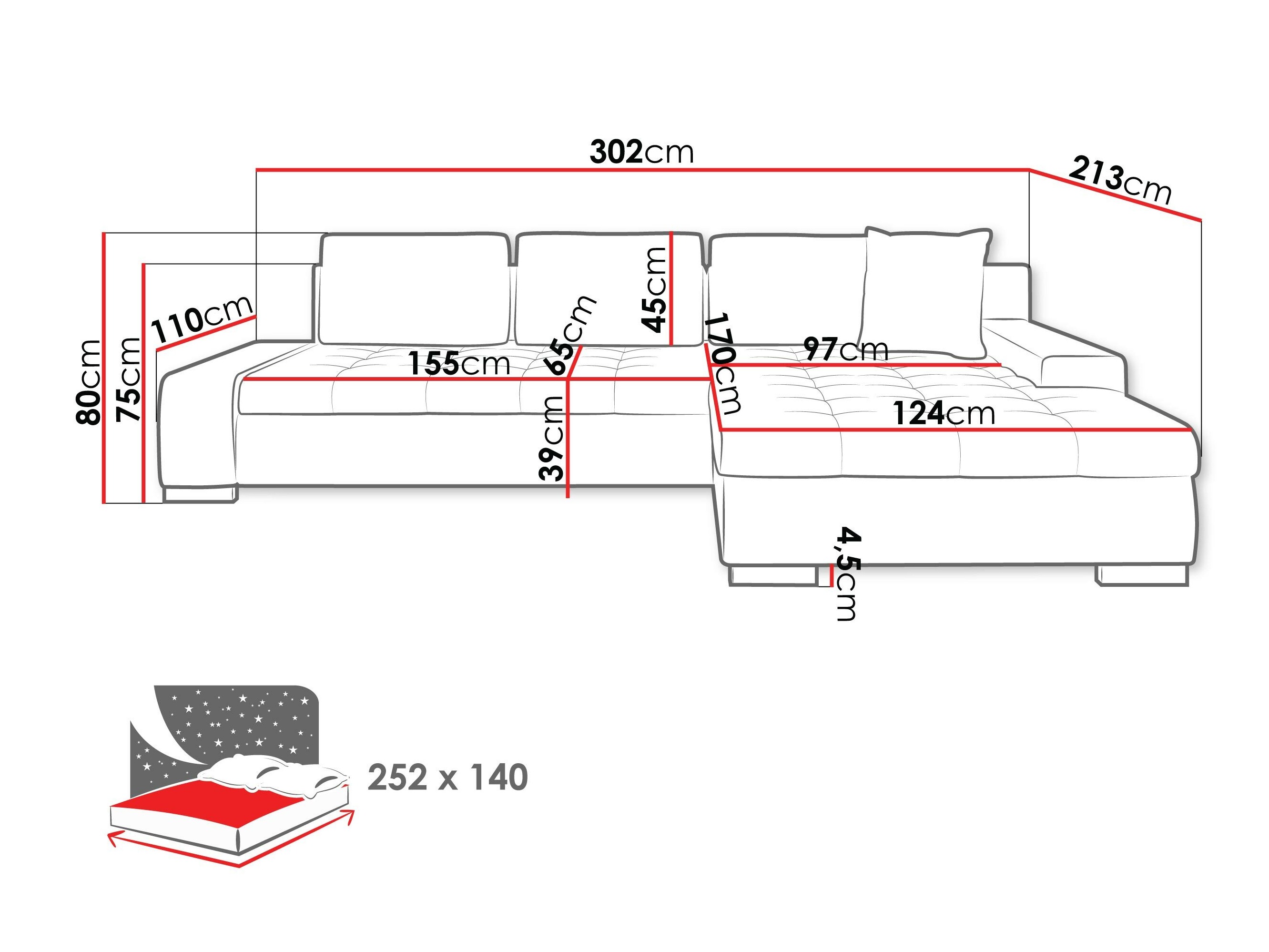 Sofá de canto Comfivo 147 (Kronos 09 + Senegal 818)