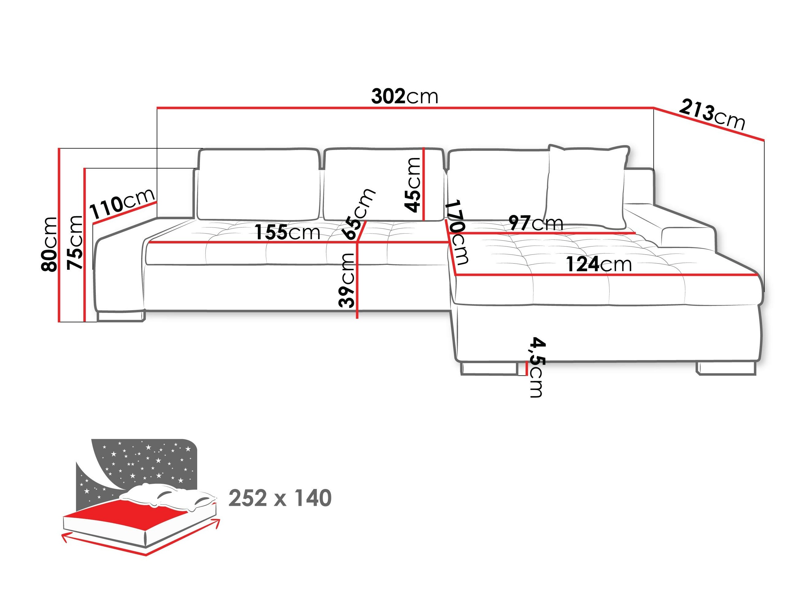 Sofá de canto Comfivo Nitor II (Soft 011 + Lawa 06)