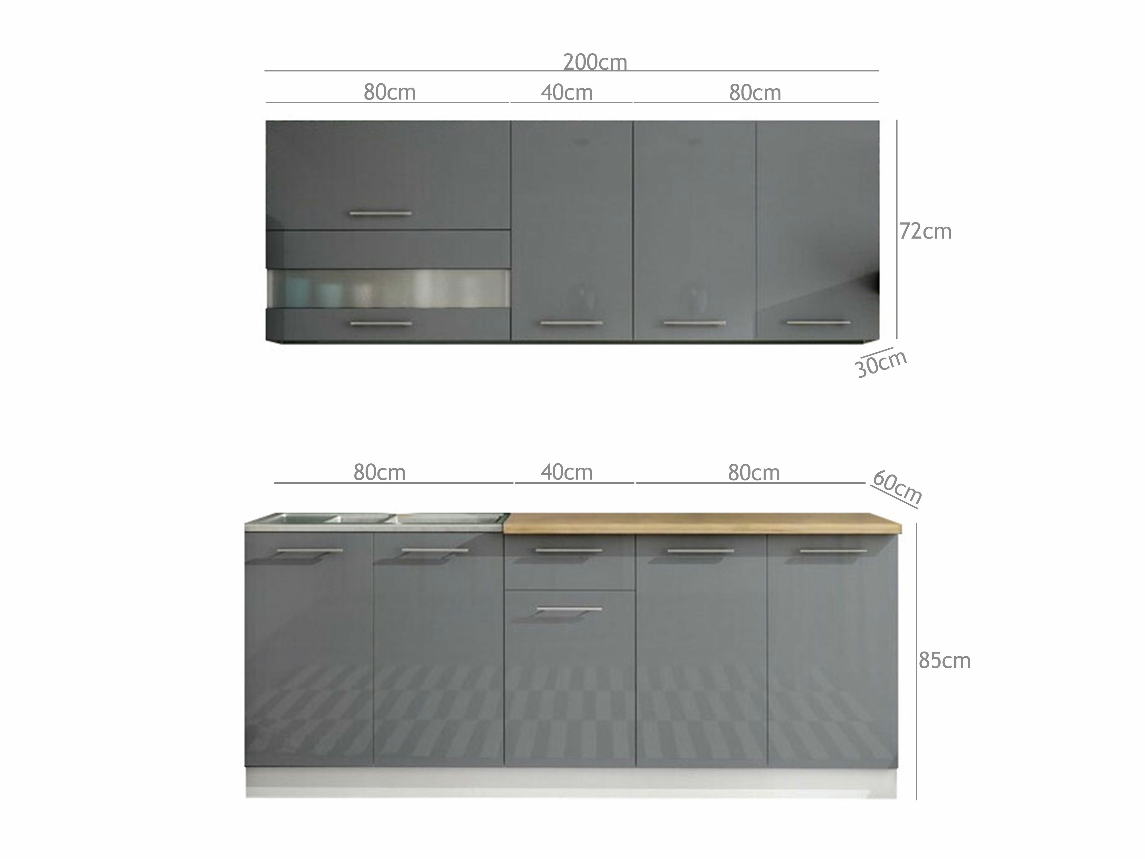 Conjunto de cozinha modular Tiffa Grey 102