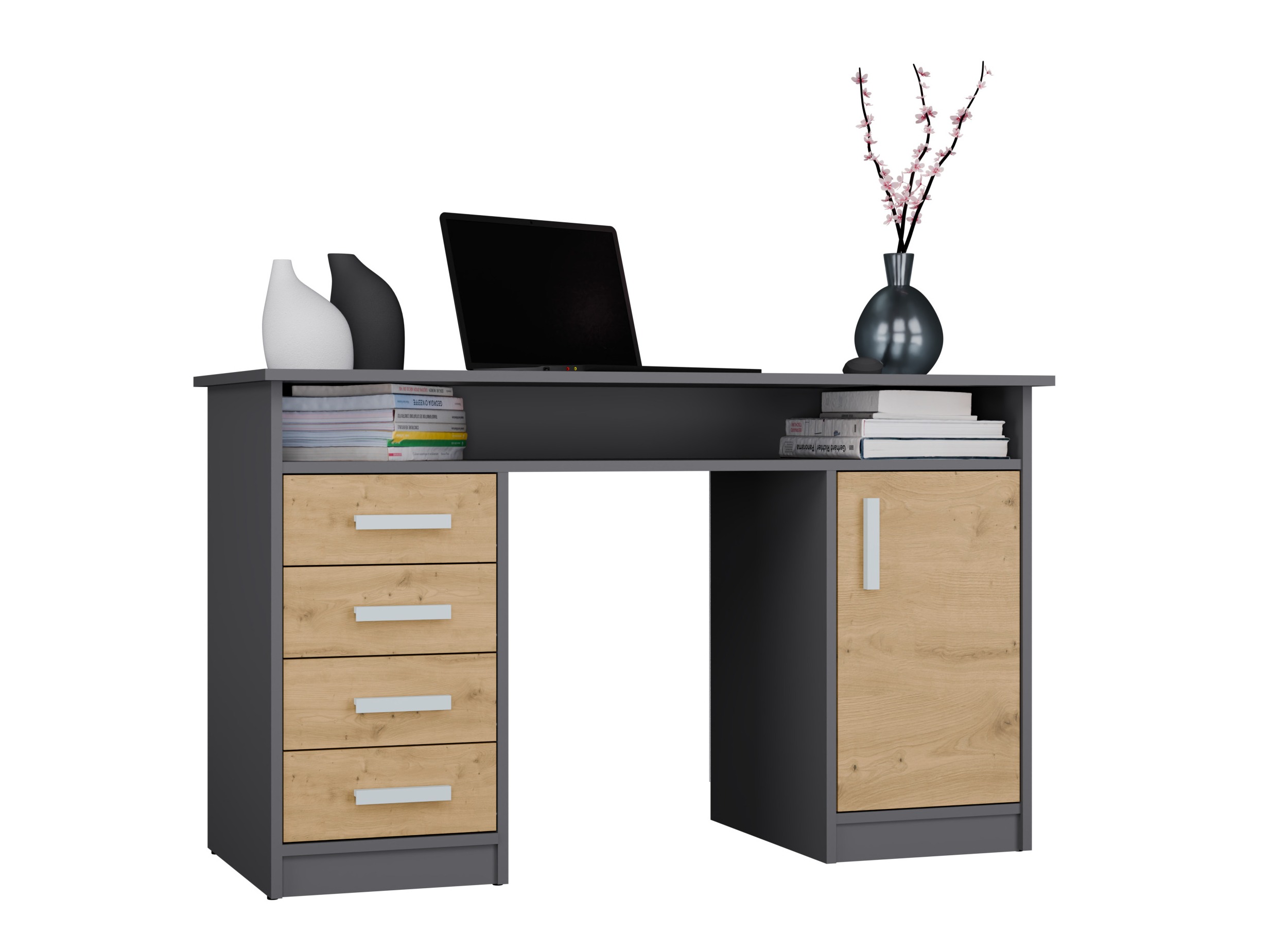 Mesa de escritório Mandeville 329 (Carvalho Artisan + Antracite)