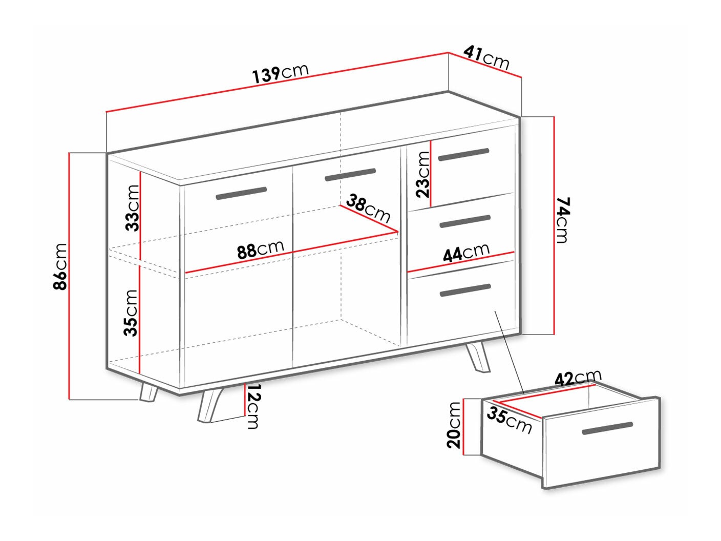 Cómoda Dortivu 160 (Grafite)