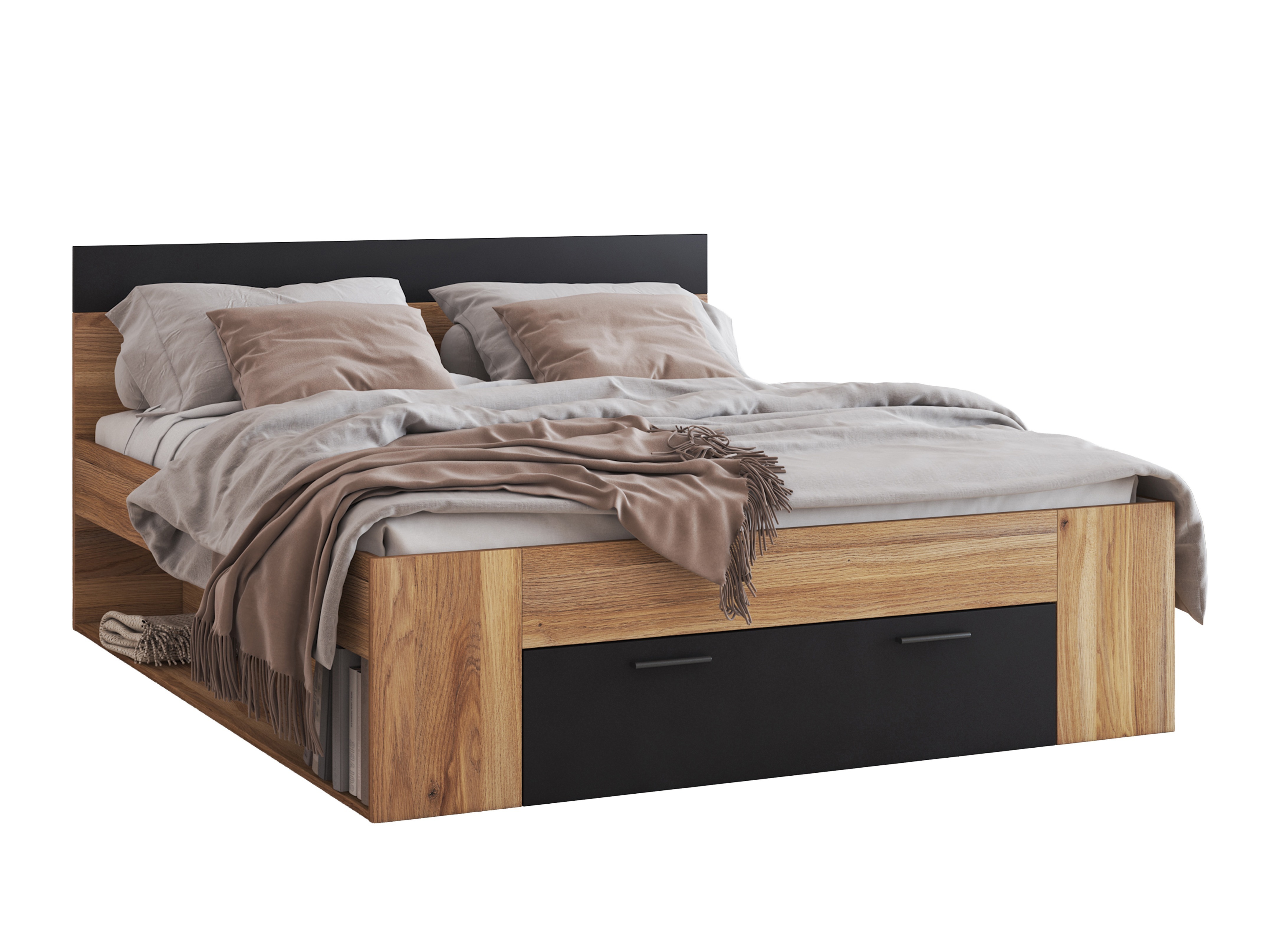 Cama Melvele 108 (Carvalho + Preto)