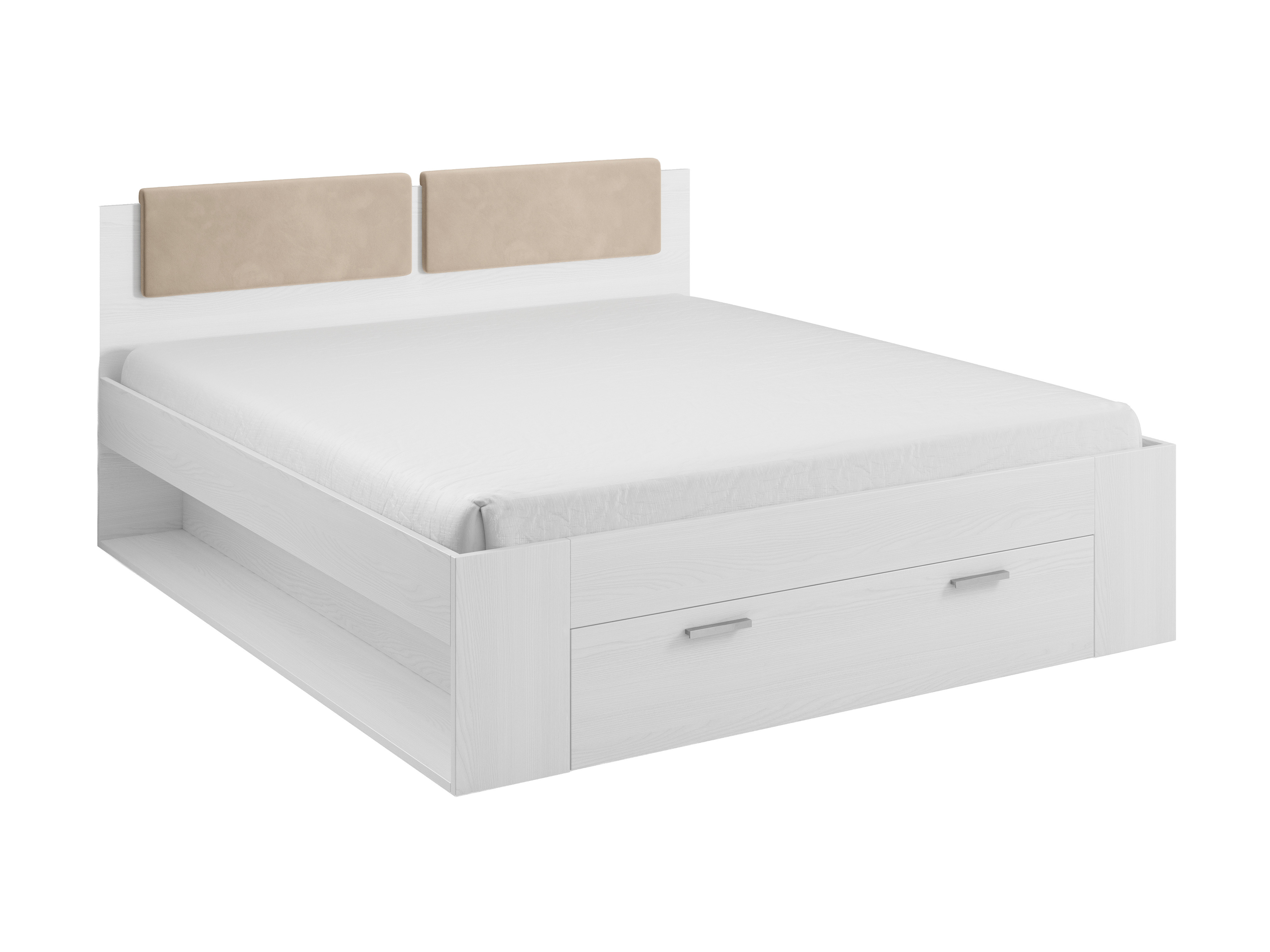 Cama Levruvu 106 (Cinza branqueada + Bege)