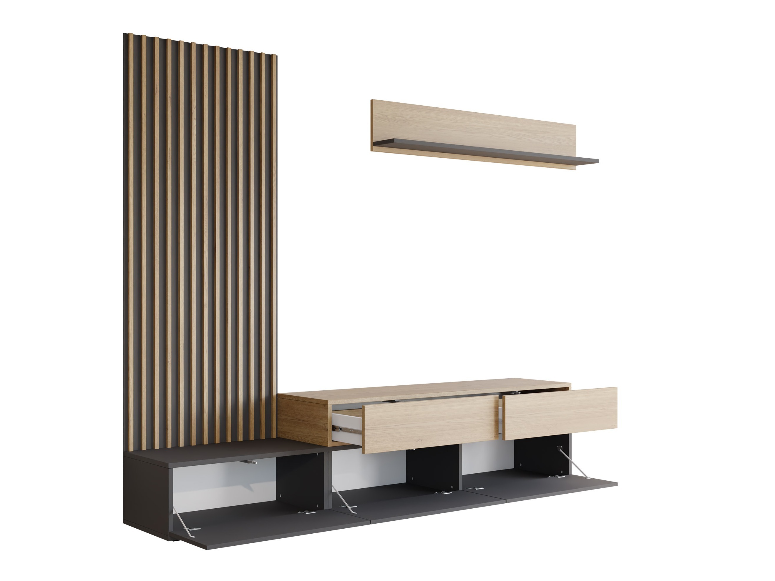 Conjunto para sala de estar Comfivo 496 (Branco + Carvalho)