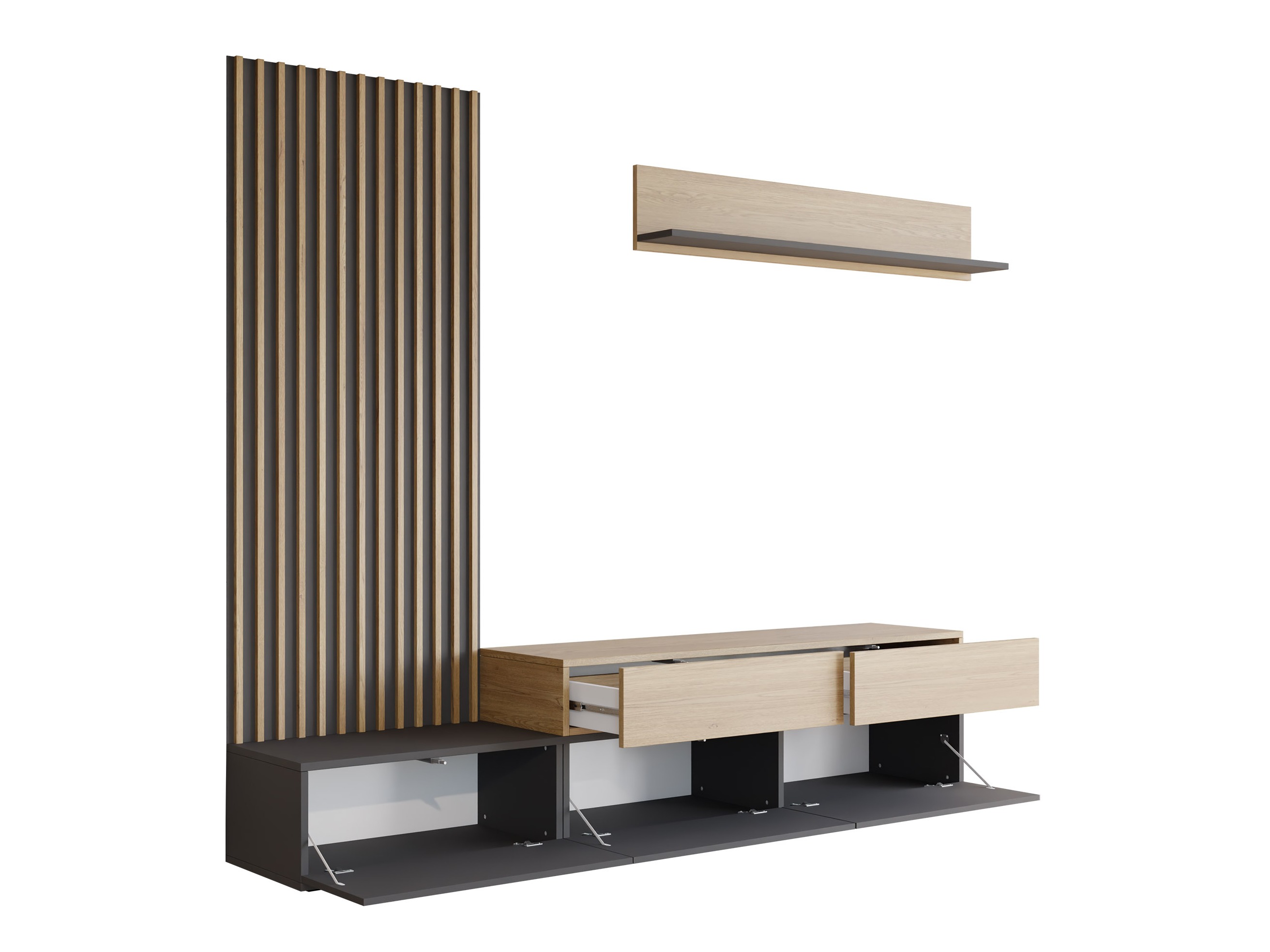 Conjunto para sala de estar Comfivo 496 (Grafite + Carvalho)