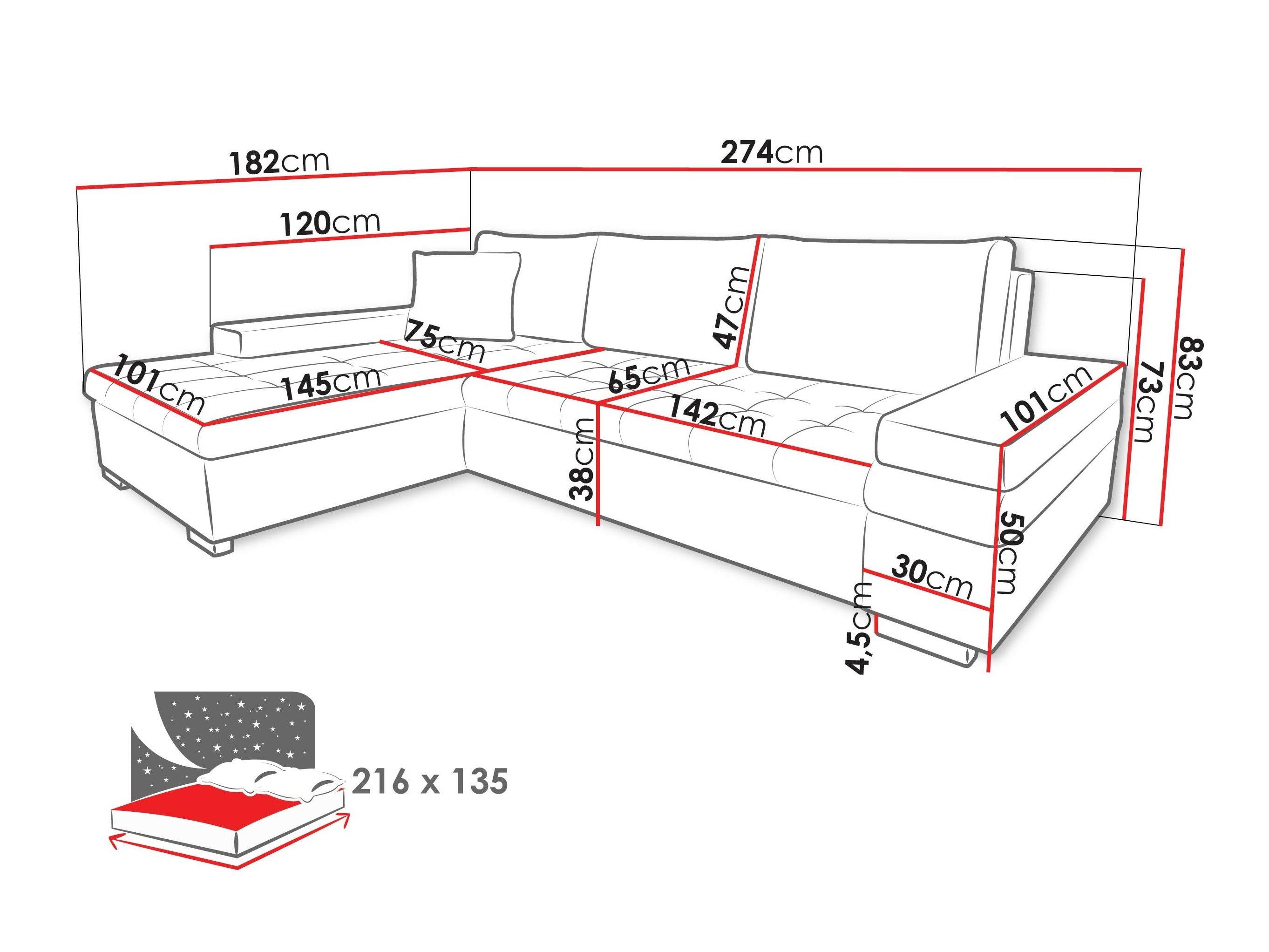 Sofá de canto Comfivo 212 (Otusso 14 + Sorriso 04)