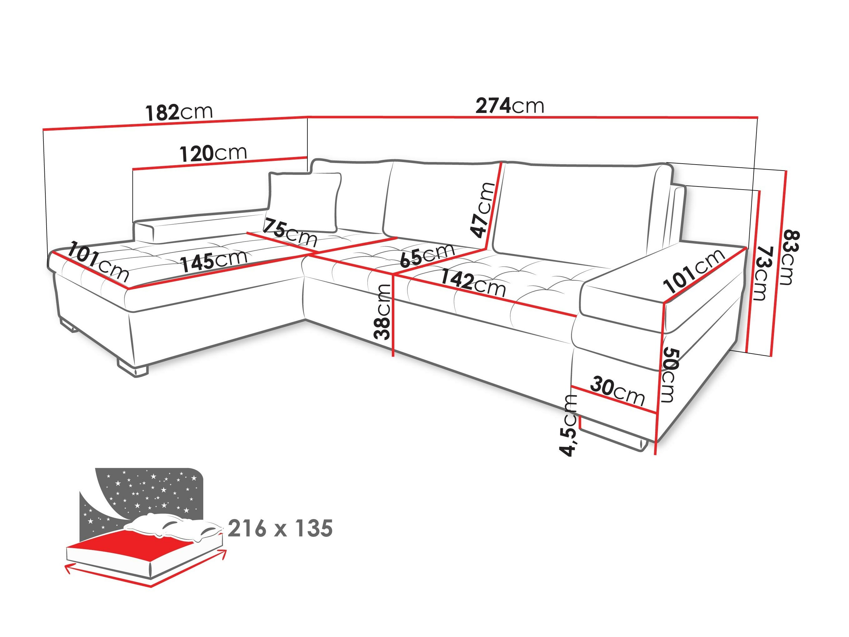 Sofá de canto Comfivo Olivetum III (Baloo 2074)