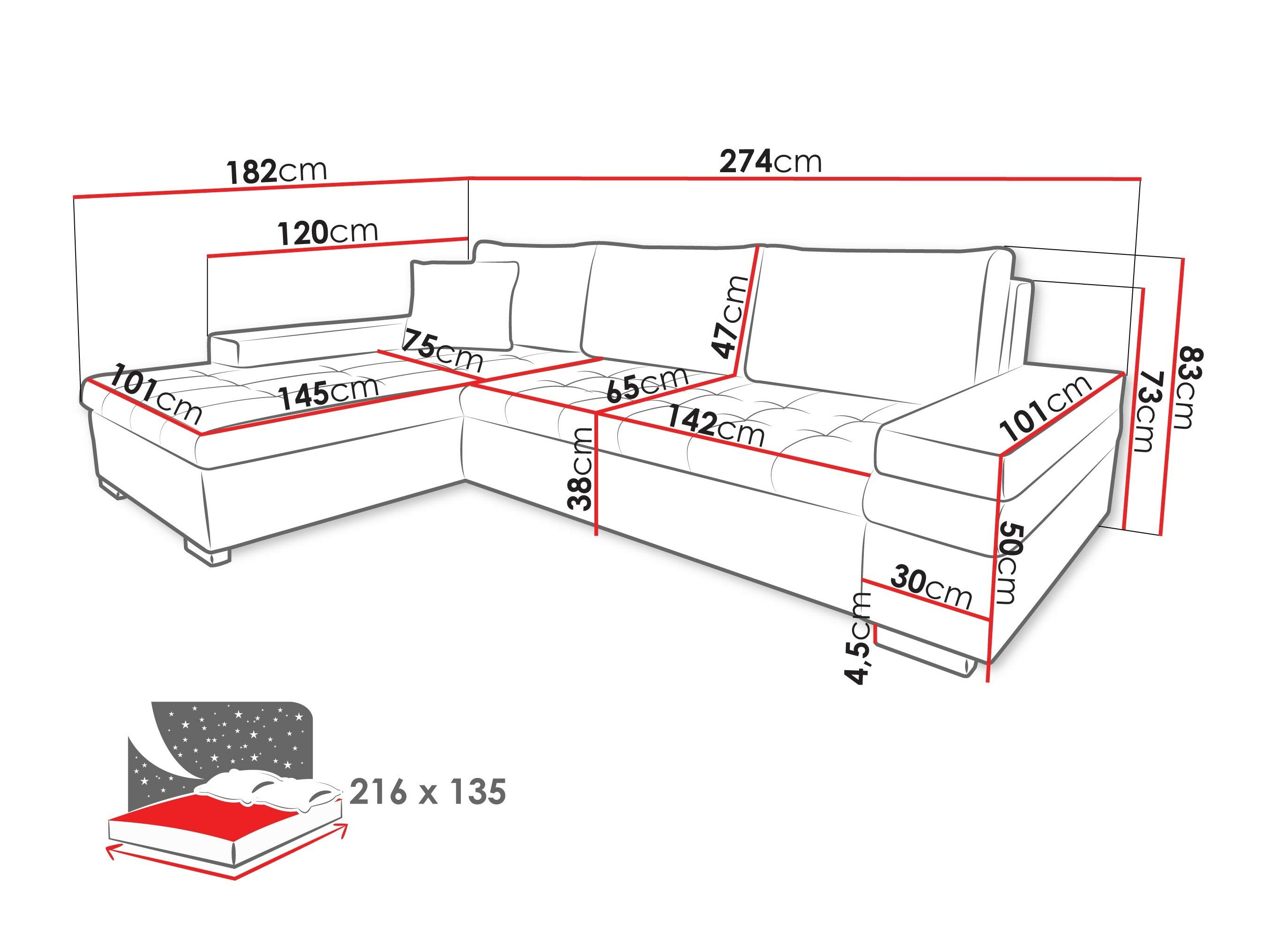 Sofá de canto Comfivo Olivetum III (Magic Velvet 2216 + Magic Velvet 2216 + Magic Velvet 2217)