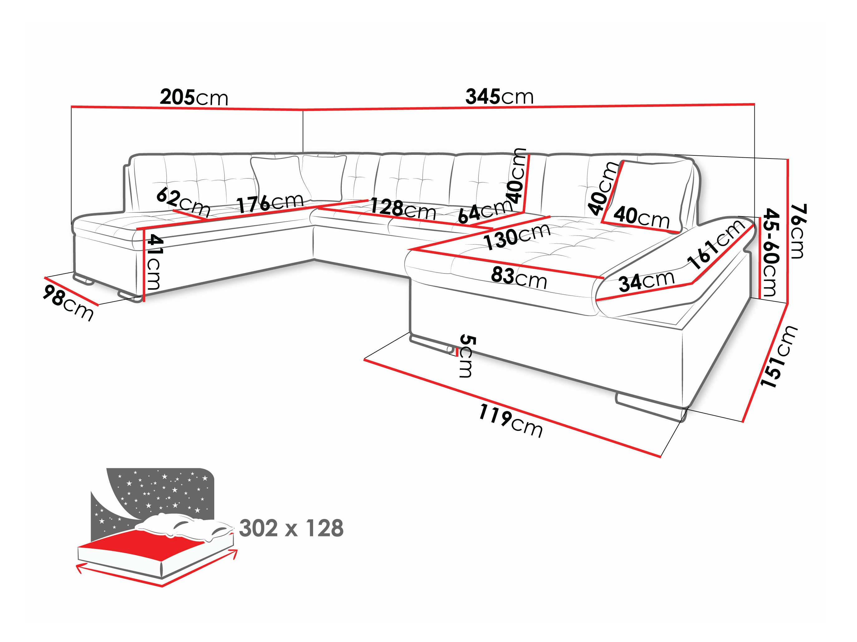 Sofá de canto Comfivo 150 (Poso 01)