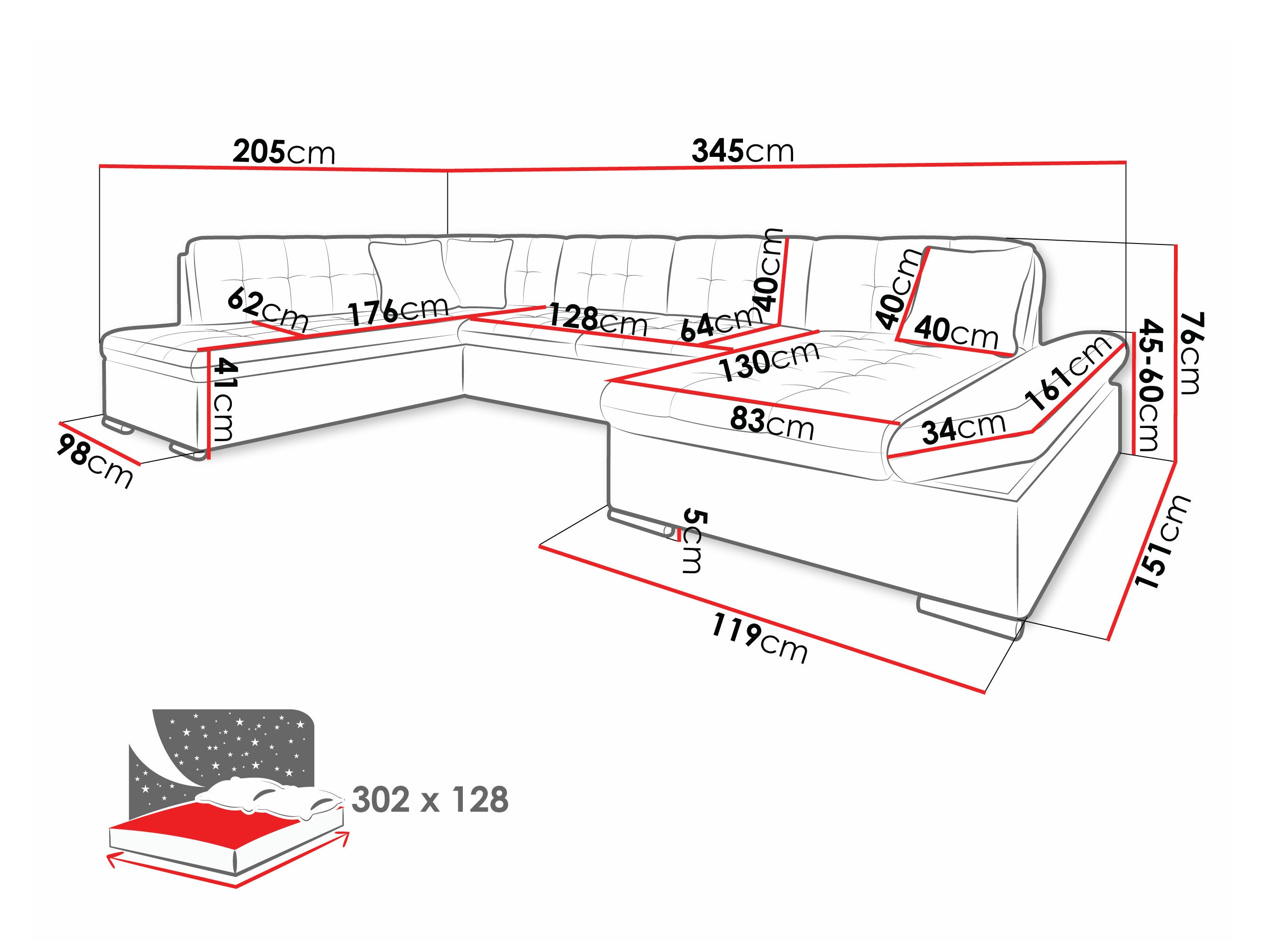Sofá de canto Comfivo 150 (Poso 110)