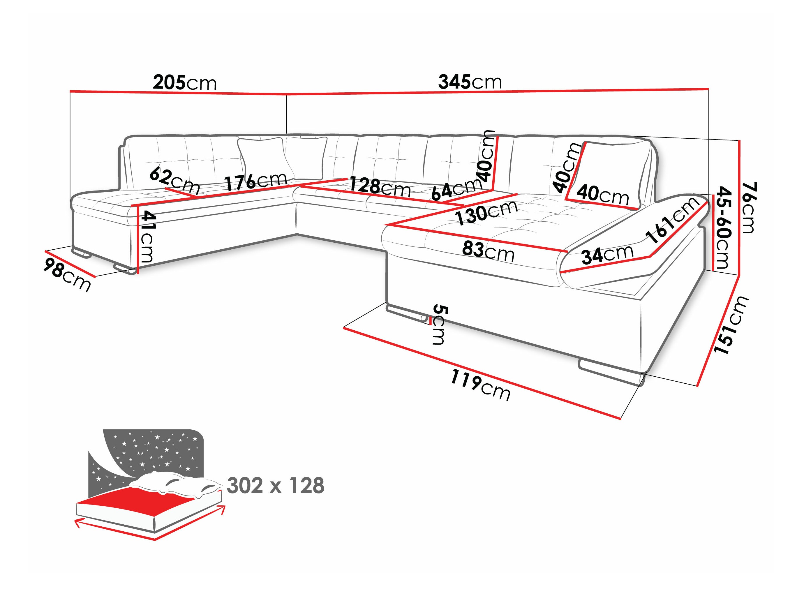 Sofá de canto Comfivo 150 (Wave 09 + Wave 02)