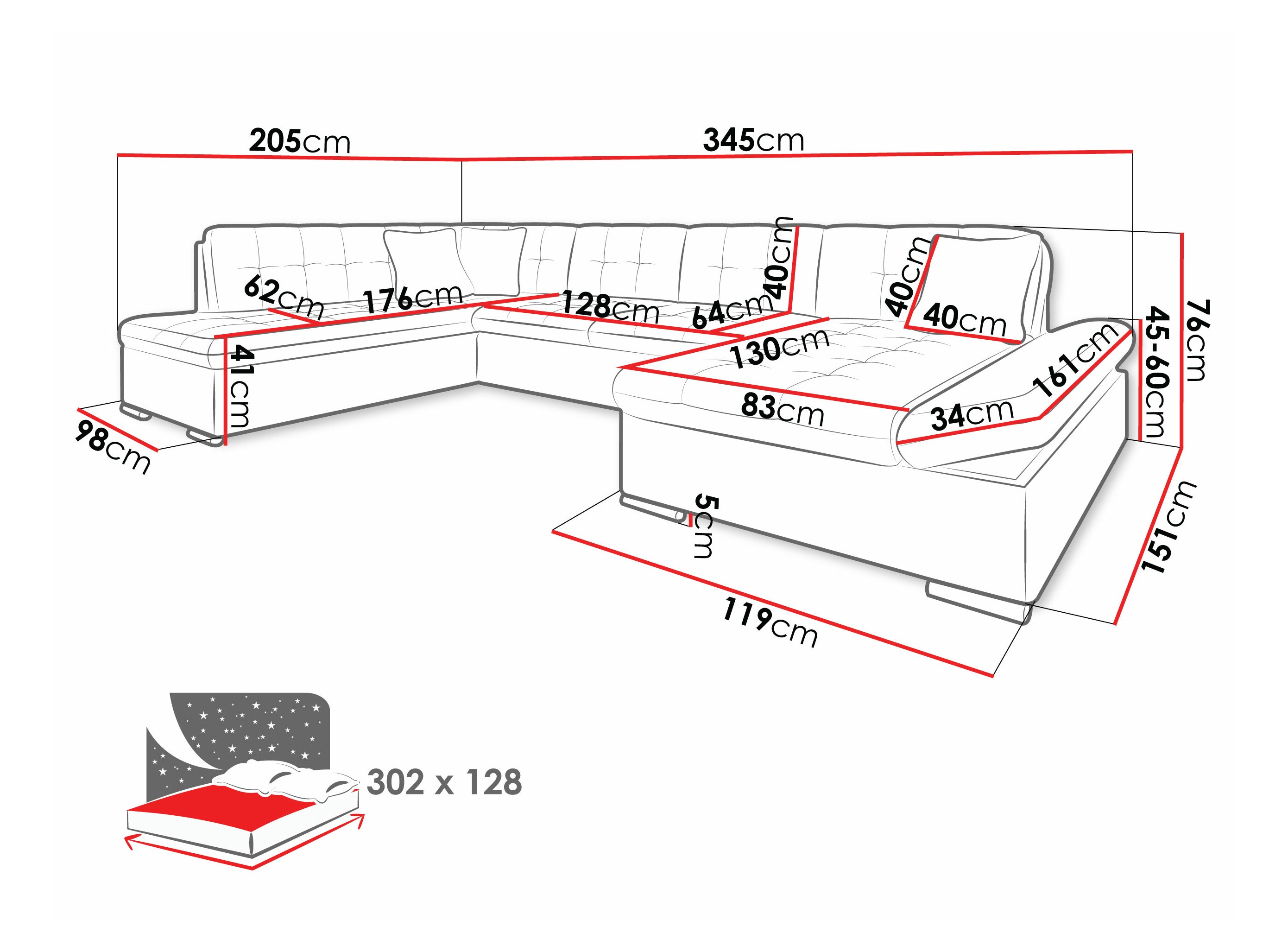Sofá de canto Comfivo 150 (Wave 09 + Wave 02)