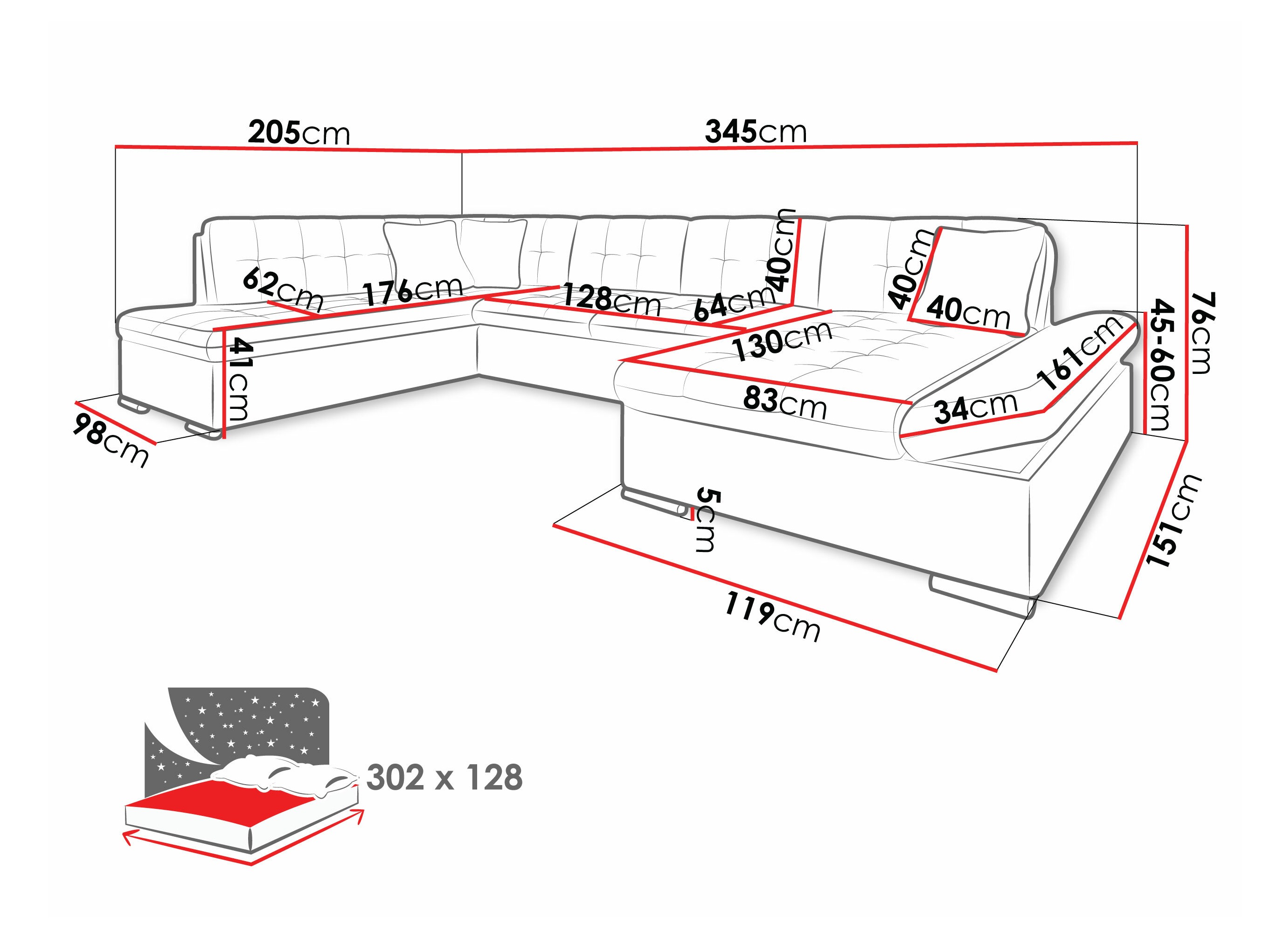 Sofá de canto Comfivo 173 (Fragola 20)