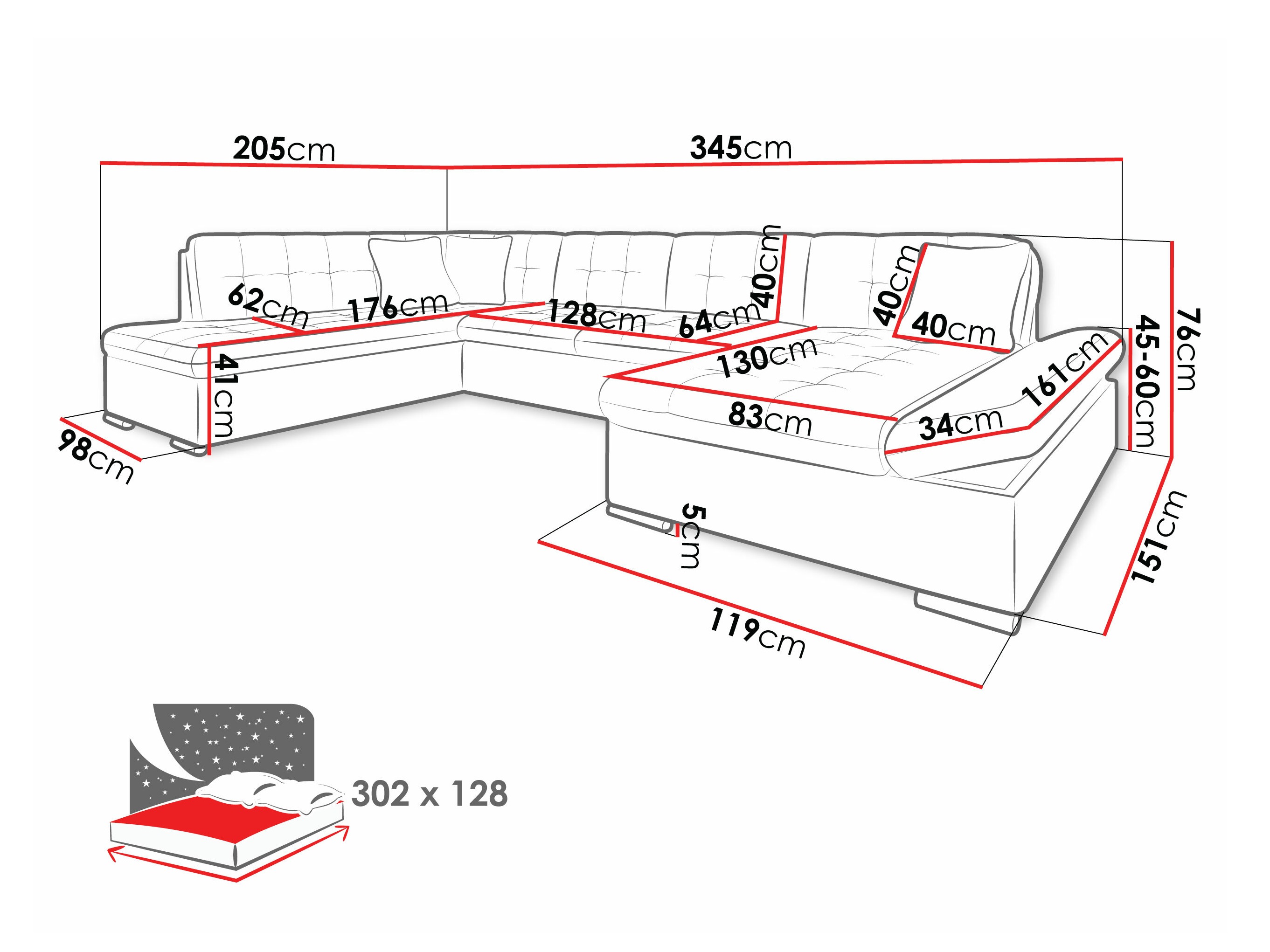 Sofá de canto Comfivo 173 (Fragola 65)