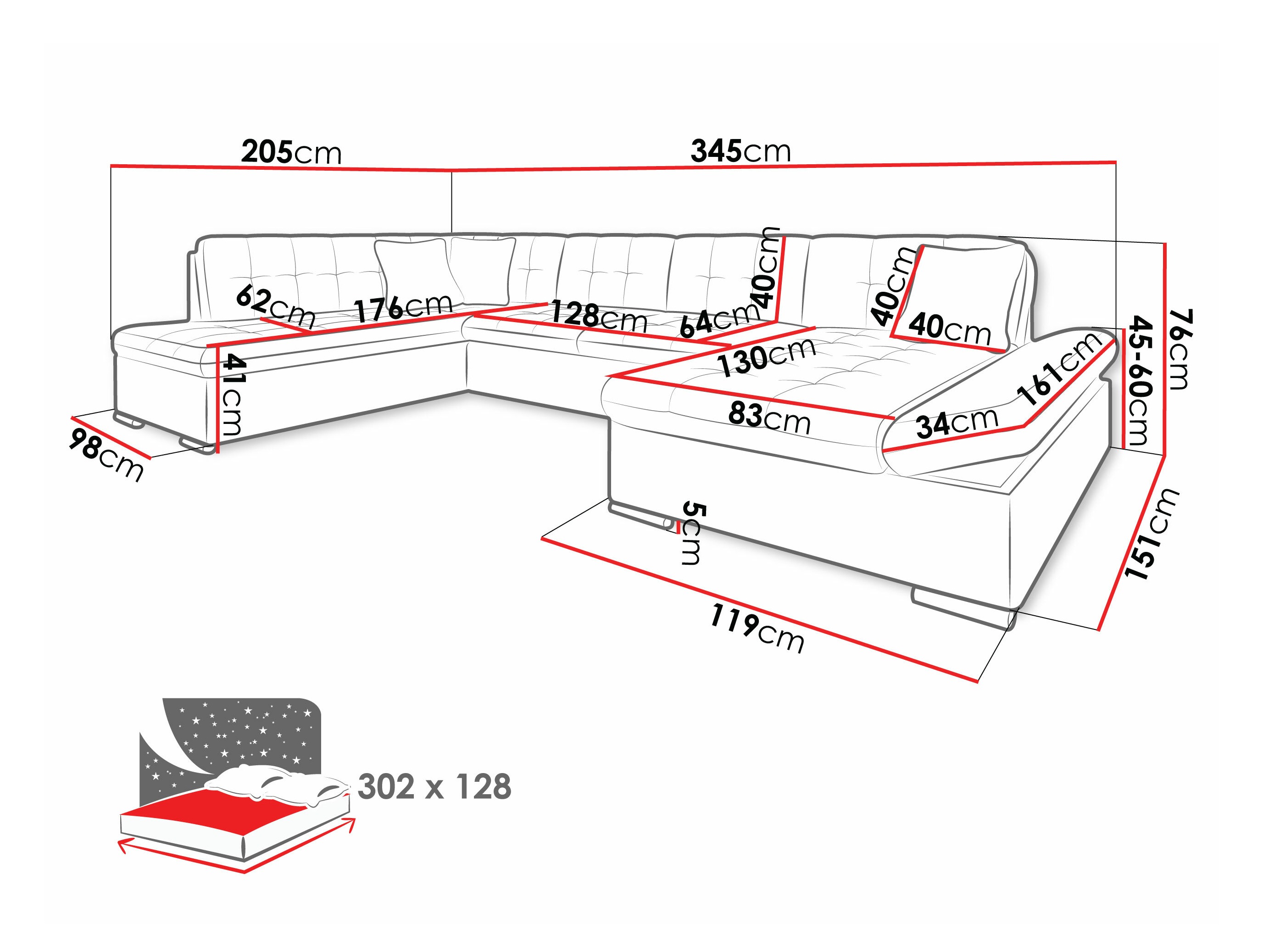 Sofá de canto Comfivo Tilia I (Poso 100)