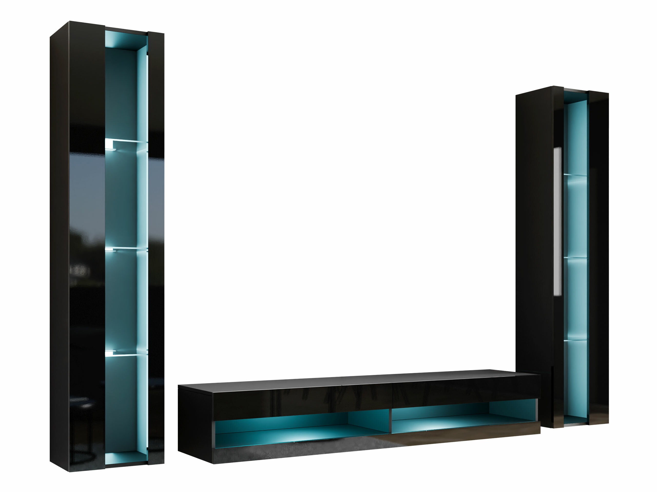 Conjunto para sala de estar Venenou 112 (Preto + Preto brilhante)