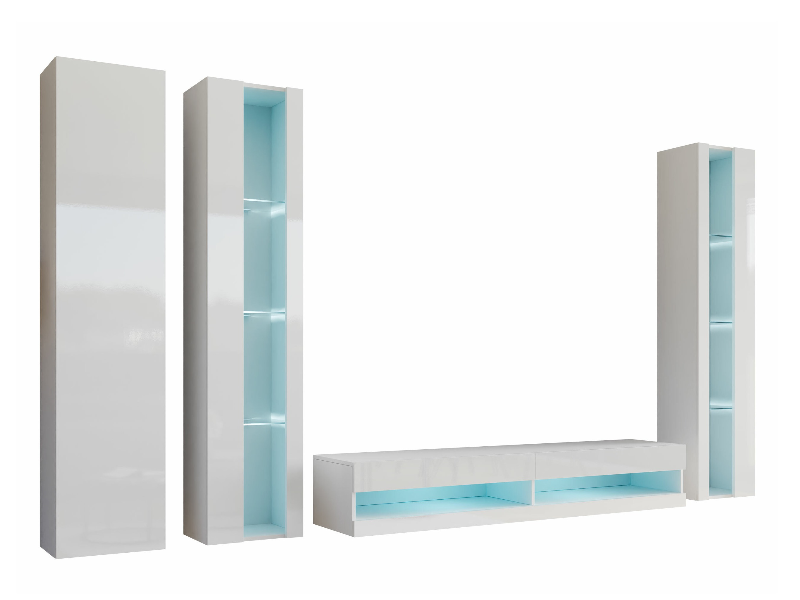 Conjunto para sala de estar Venenou 116 (Branco + Branco brilhante)