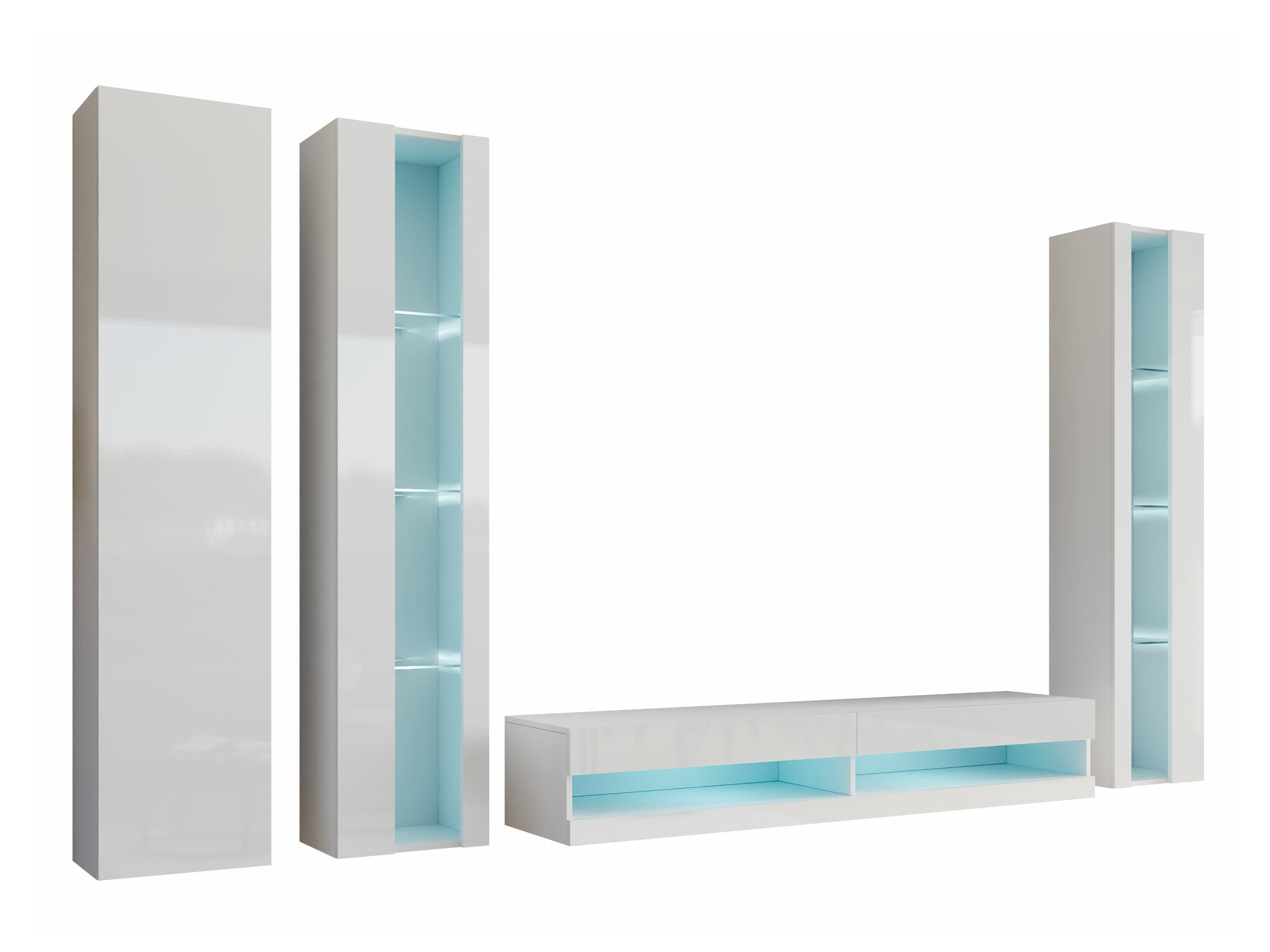 Conjunto para sala de estar Venenou 116 (Branco + Branco brilhante)