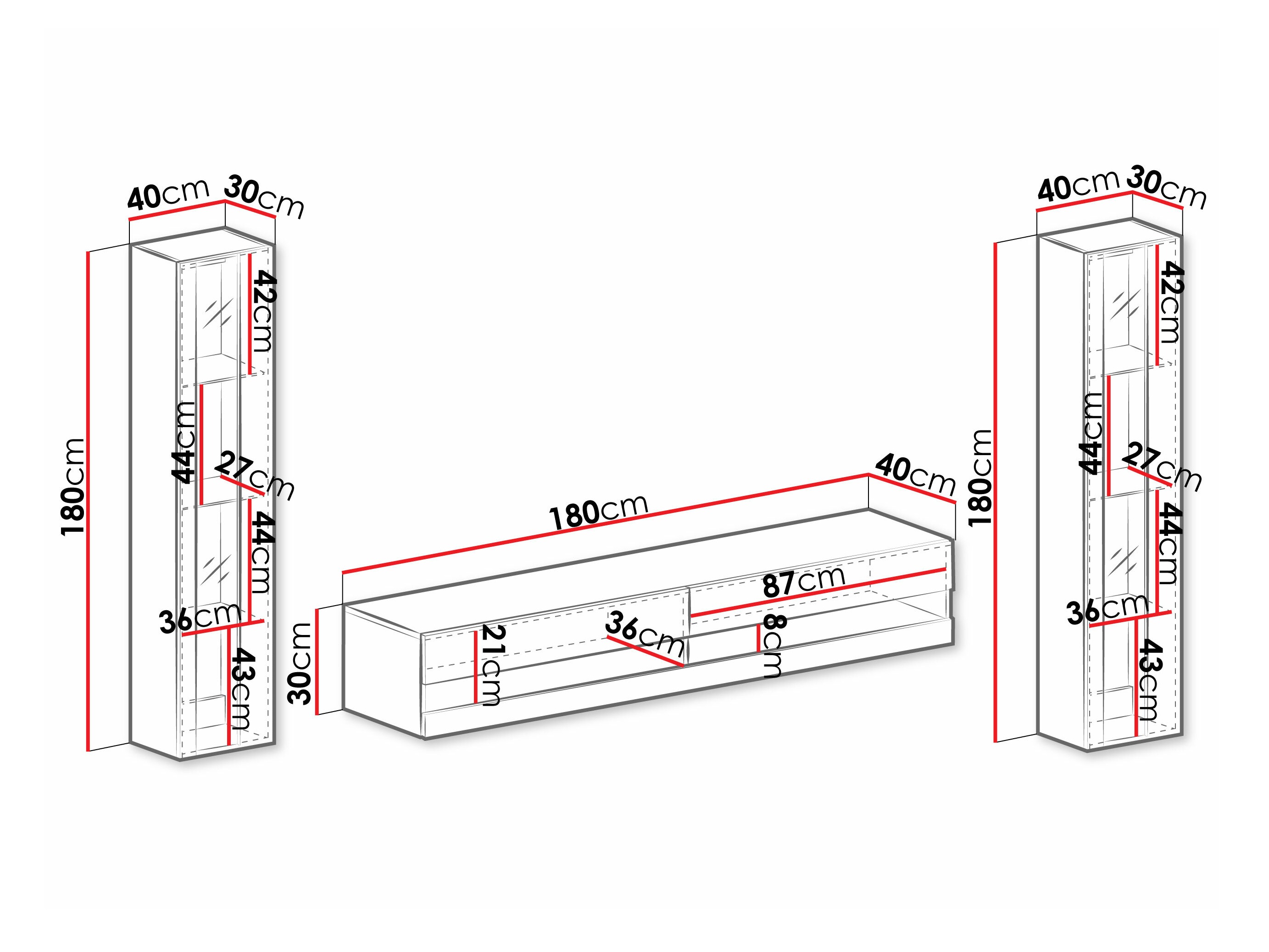 Conjunto para sala de estar Vilrin V (Branco + Branco brilhante)