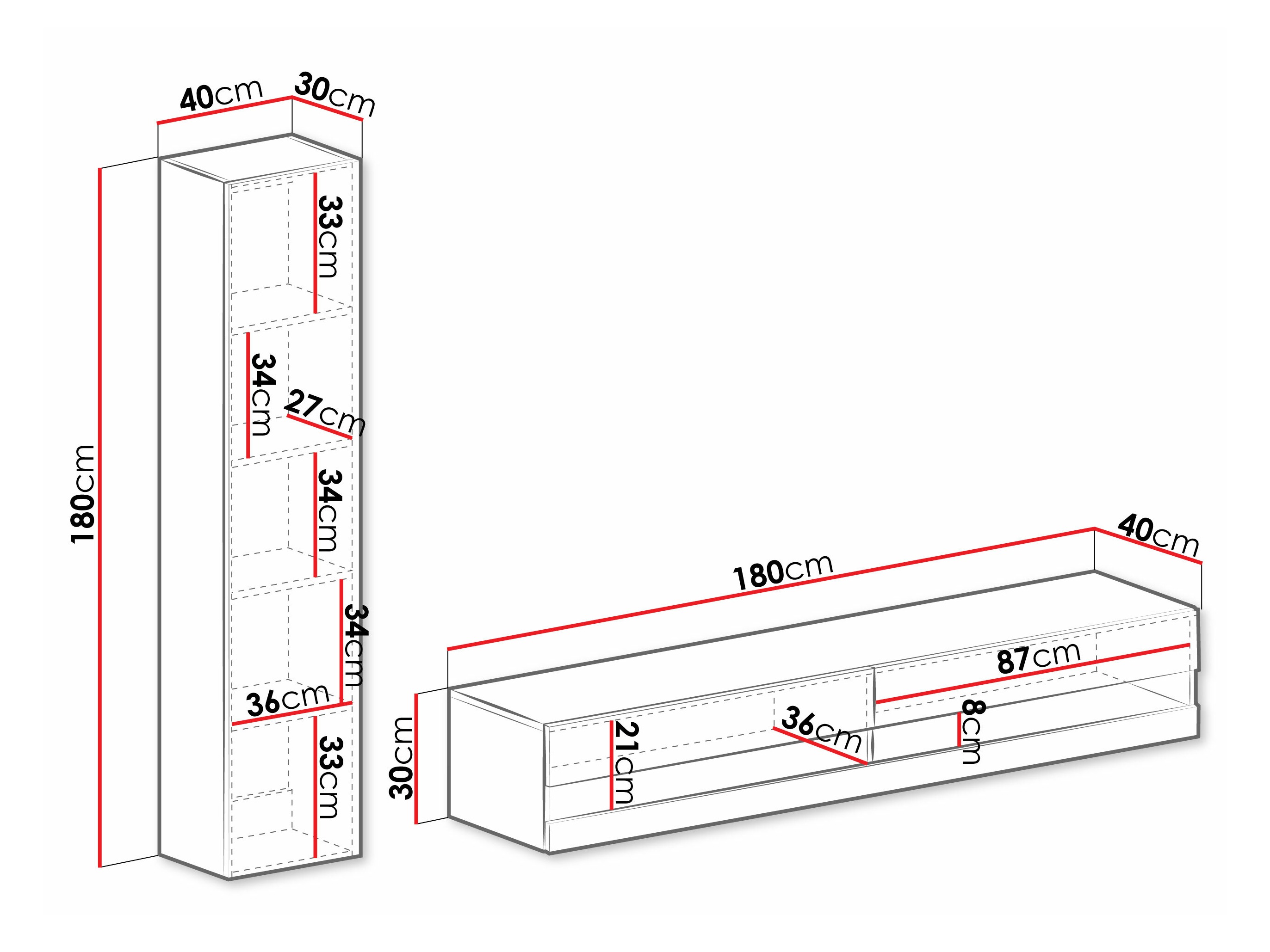 Conjunto para sala de estar Vilrin VI (Preto + Preto brilhante)