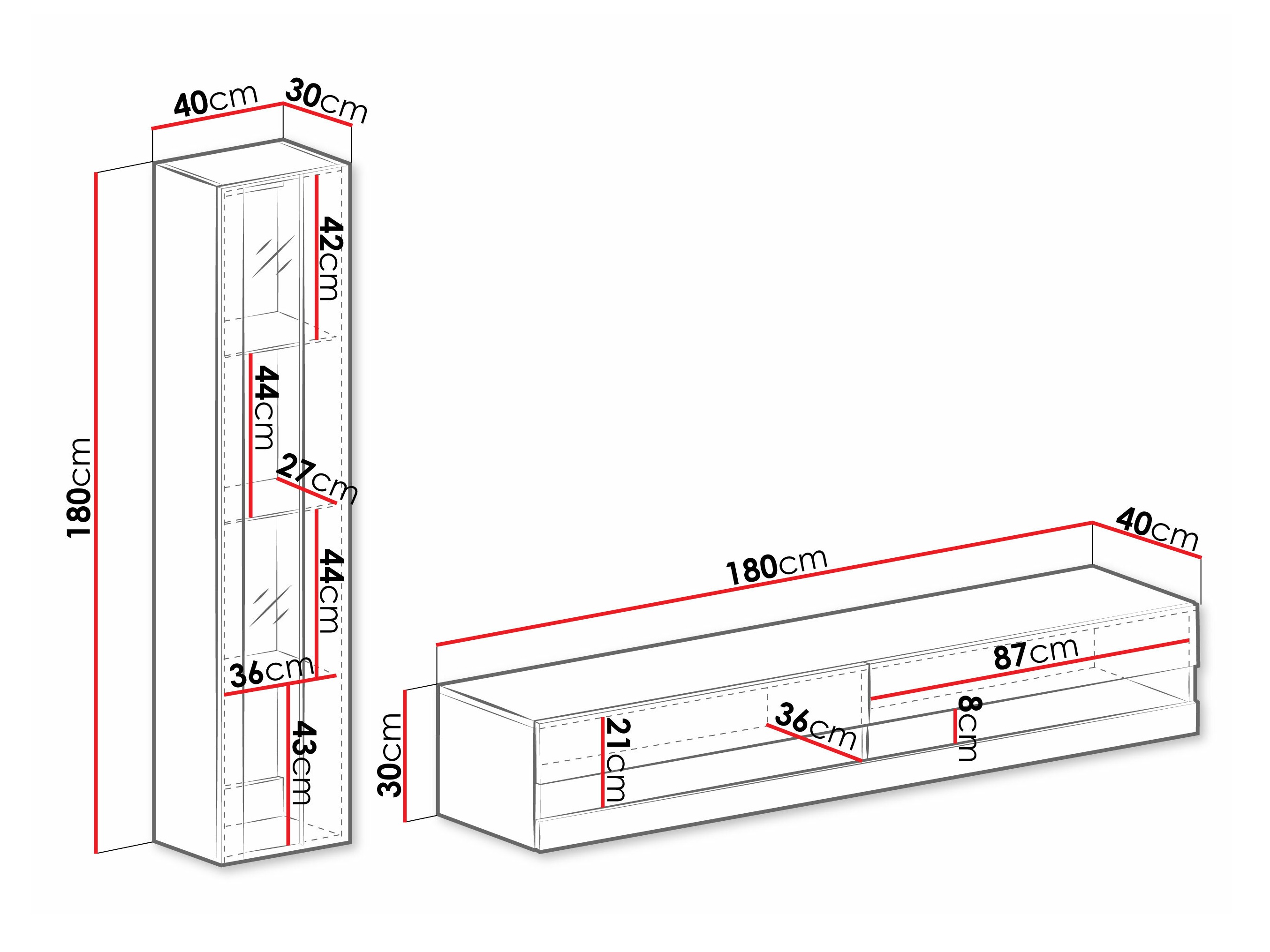 Conjunto para sala de estar Vilrin VIII (Branco + Branco brilhante)