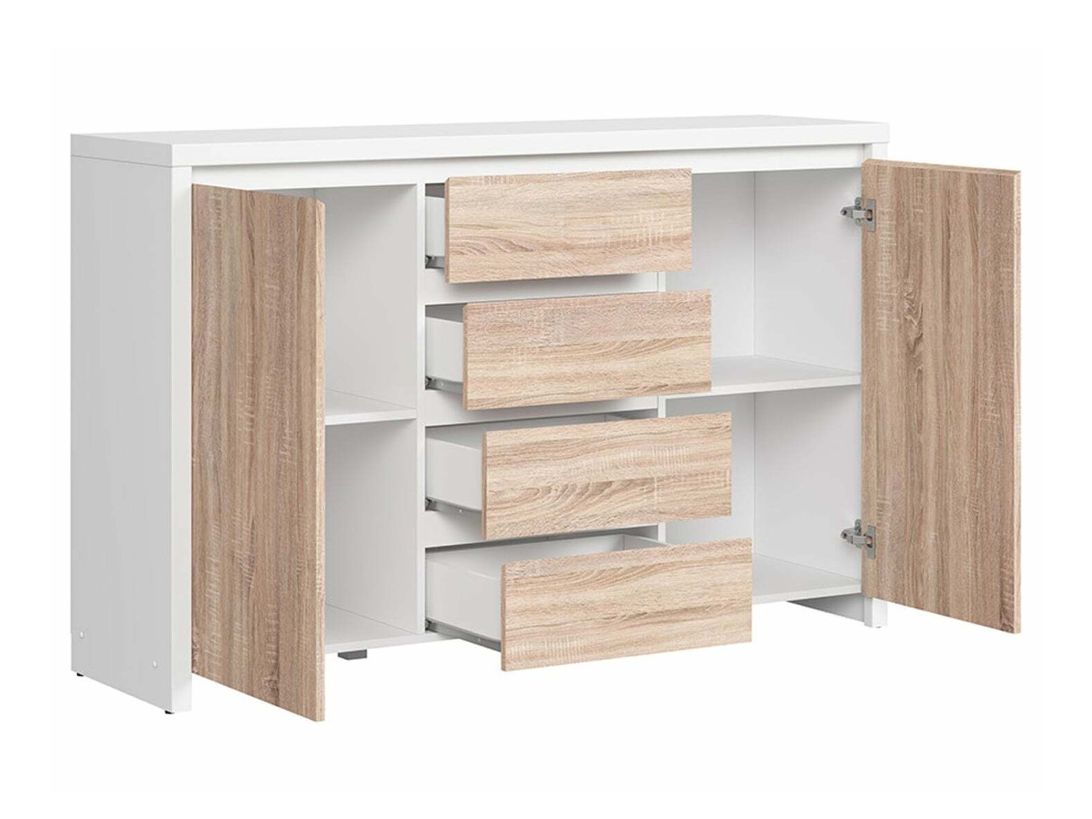 Cómoda Nolroma 103 (Branco + Carvalho sonoma)