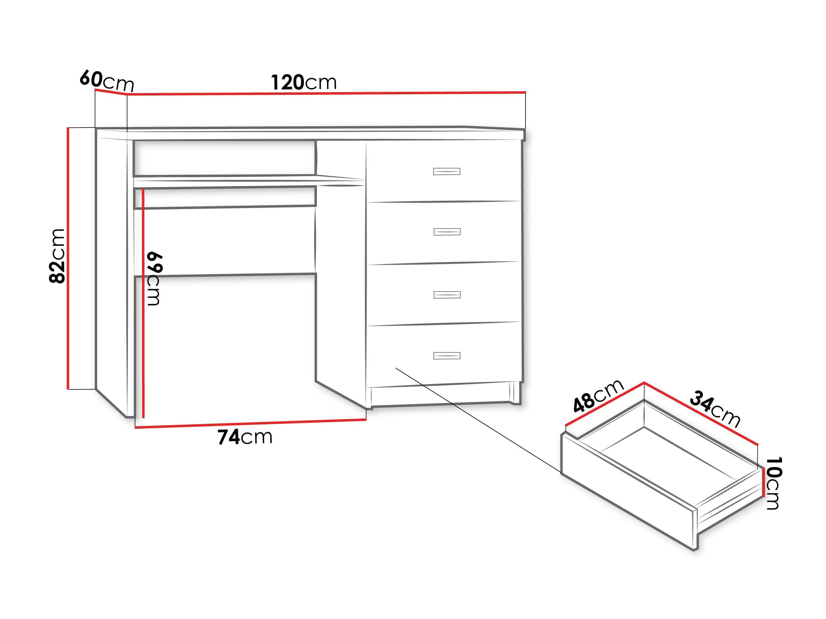 Mesa de escritório Serfeno 114 (Madeira de freixo escura)