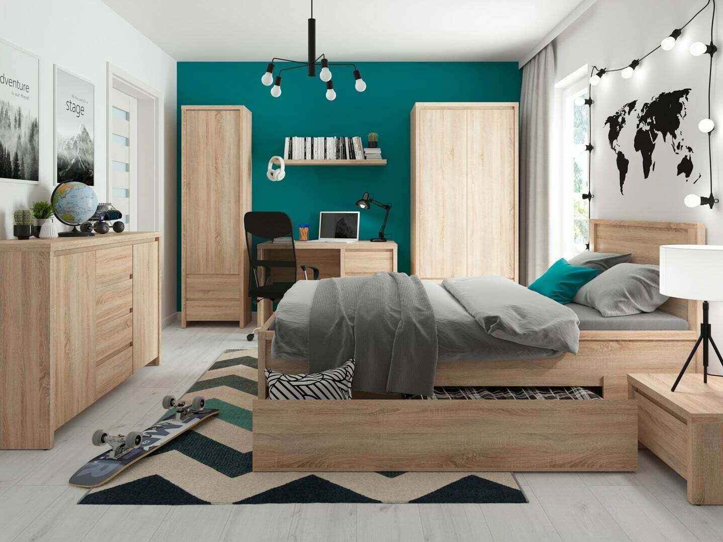 Cama com arrumação Nolroma 132 (Carvalho sonoma)