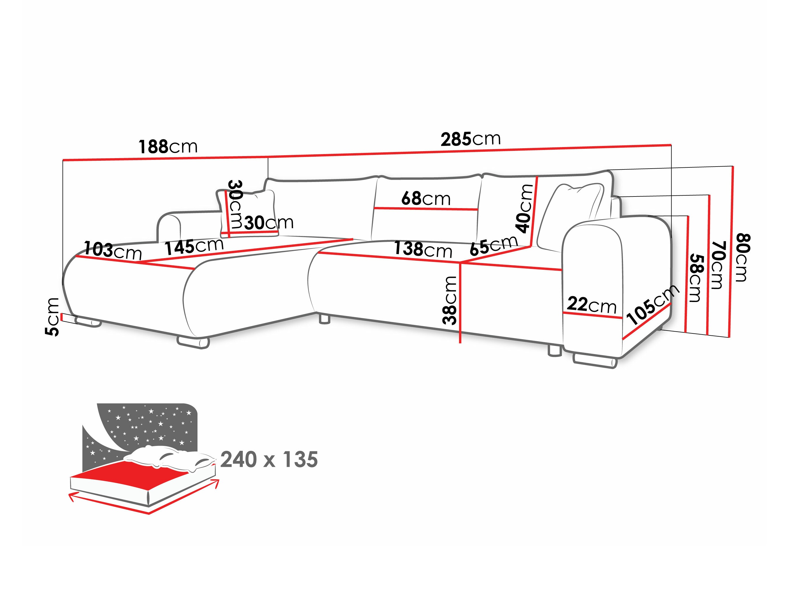 Sofá de canto Comfivo 410 (Poso 110)