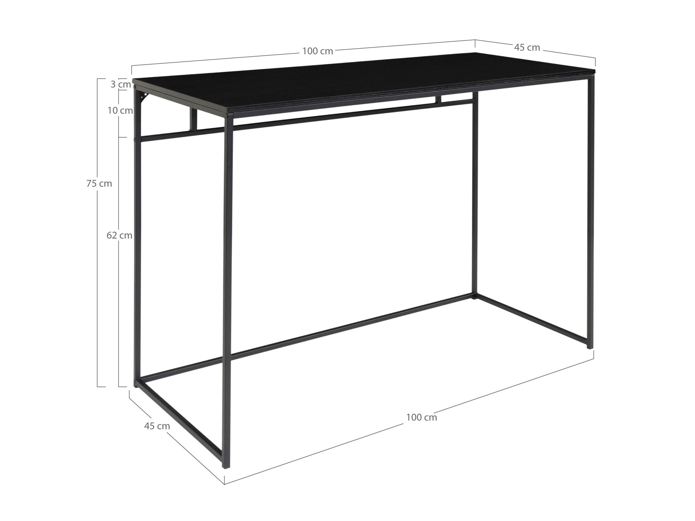 Mesa de escritório Sorbeni 108 (Preto)