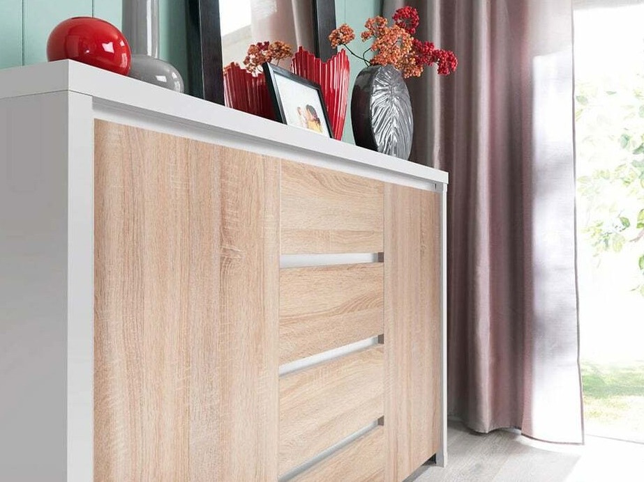 Cómoda Nolroma 103 (Branco + Carvalho sonoma)