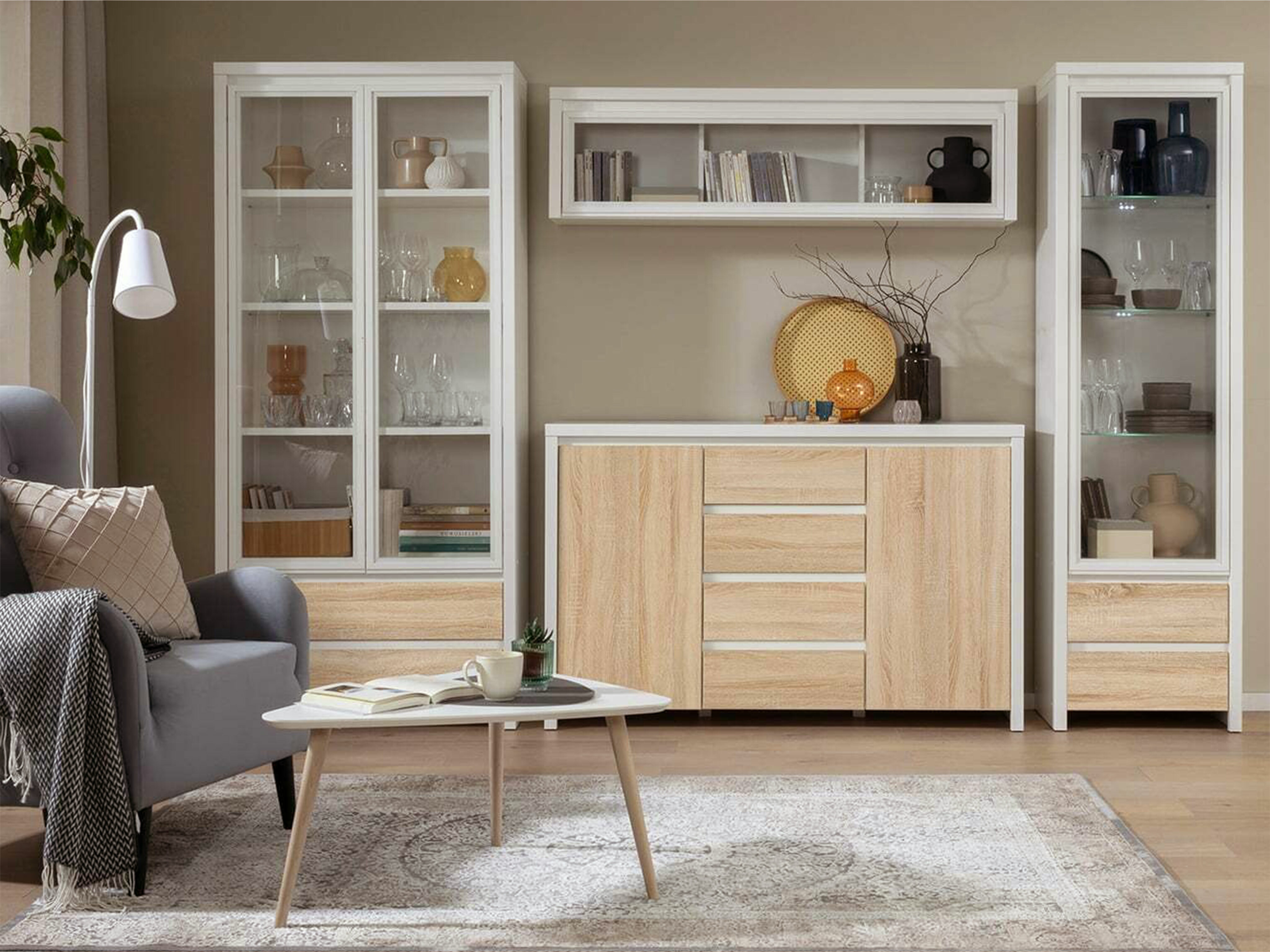 Cómoda Nolroma 103 (Branco + Carvalho sonoma)