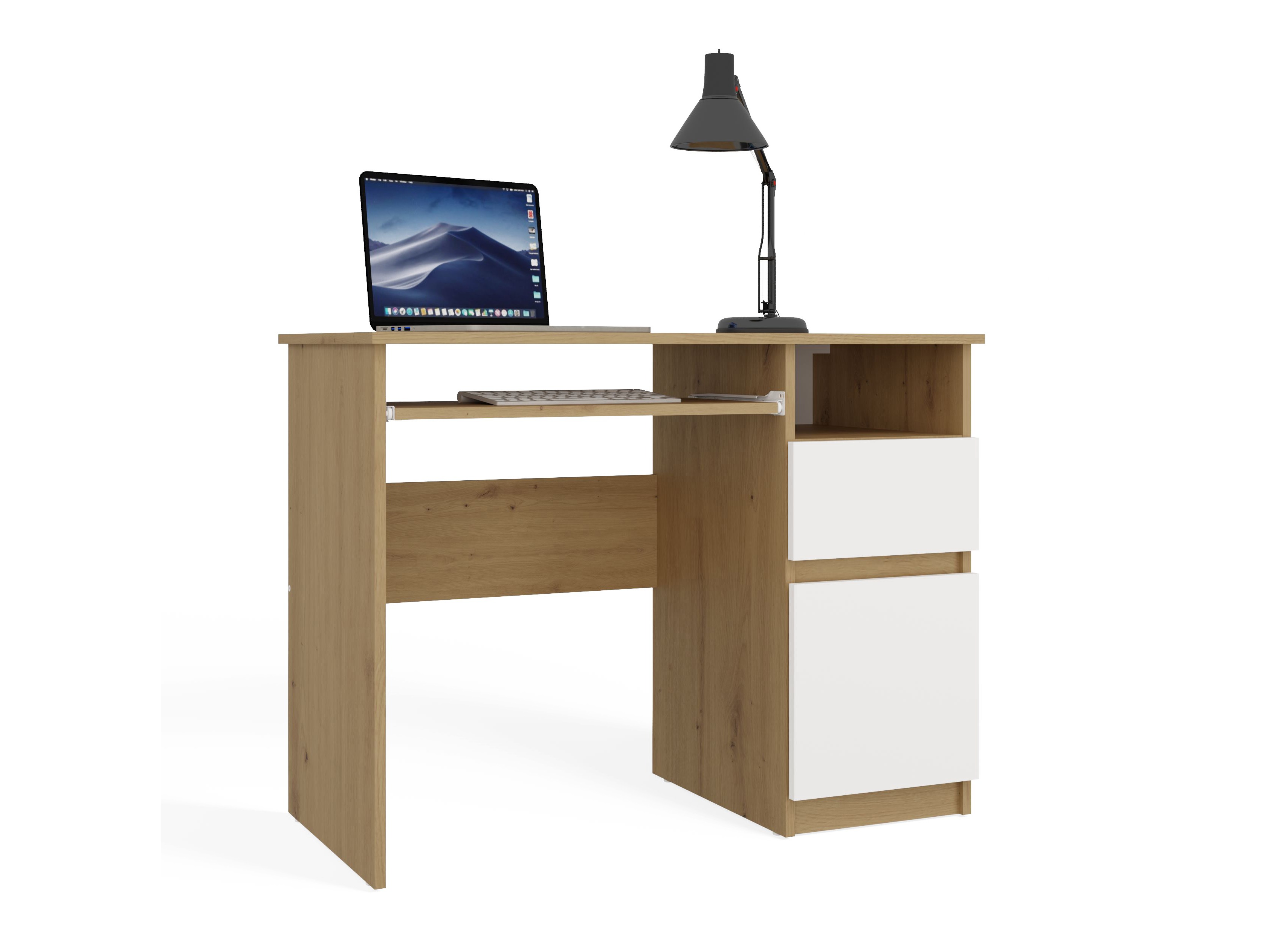 Mesa de escritório Mandeville 269 (Carvalho Artisan + Branco)