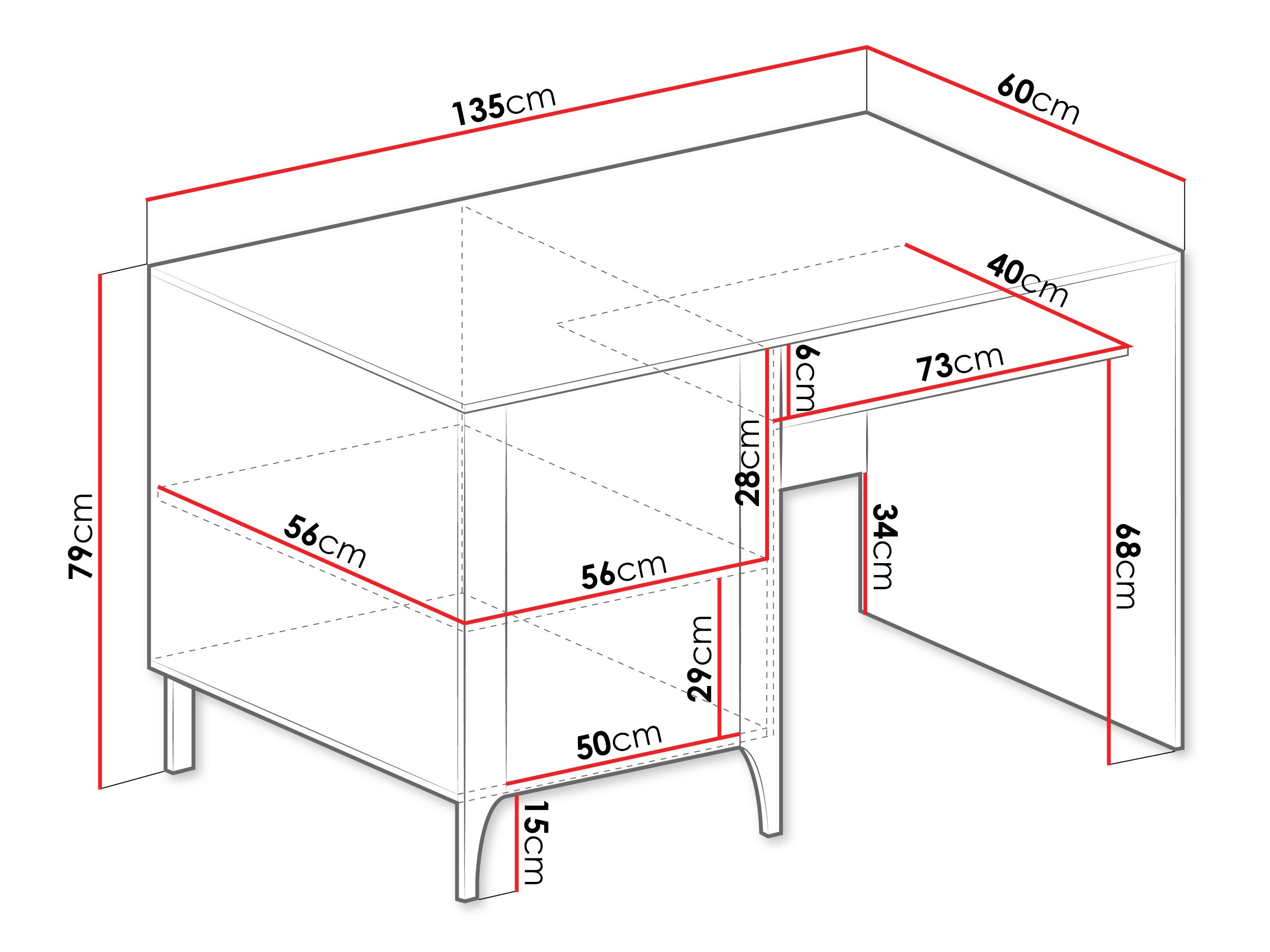 Mesa de escritório Mavtoru 108 (Preto)