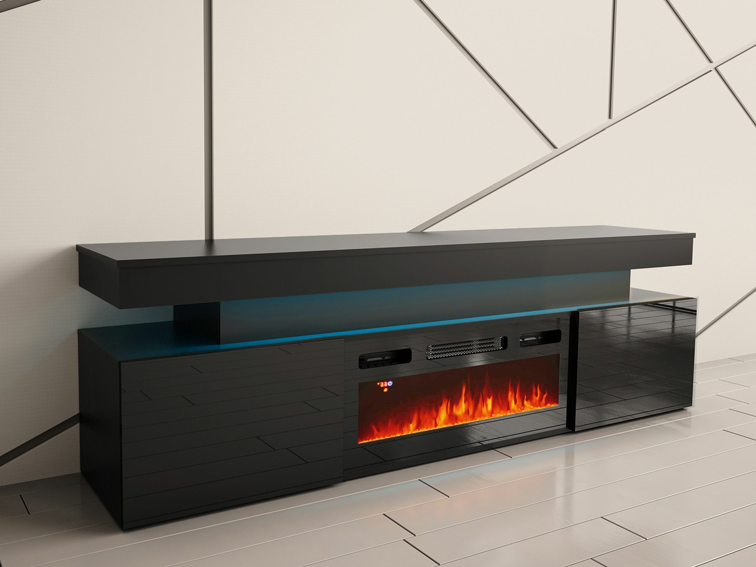 Móvel de TV Monfero 104 (Preto + Preto brilhante)