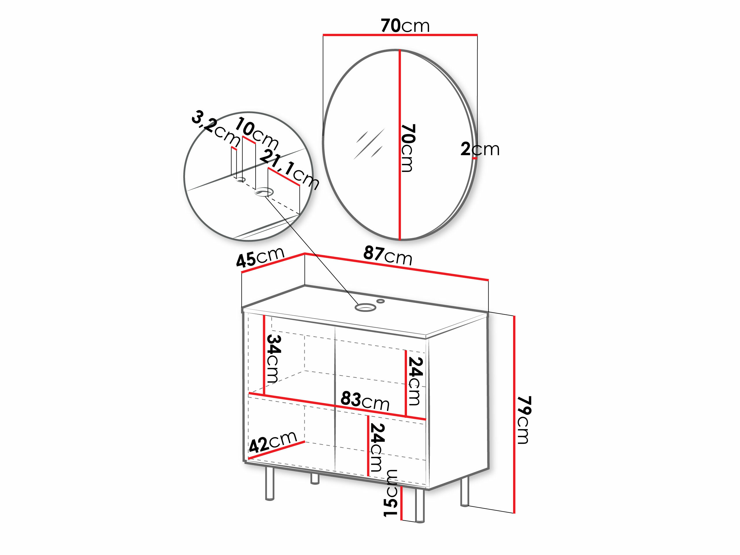 Conjunto de casa de banho Virdomi 110 (Caxemira)