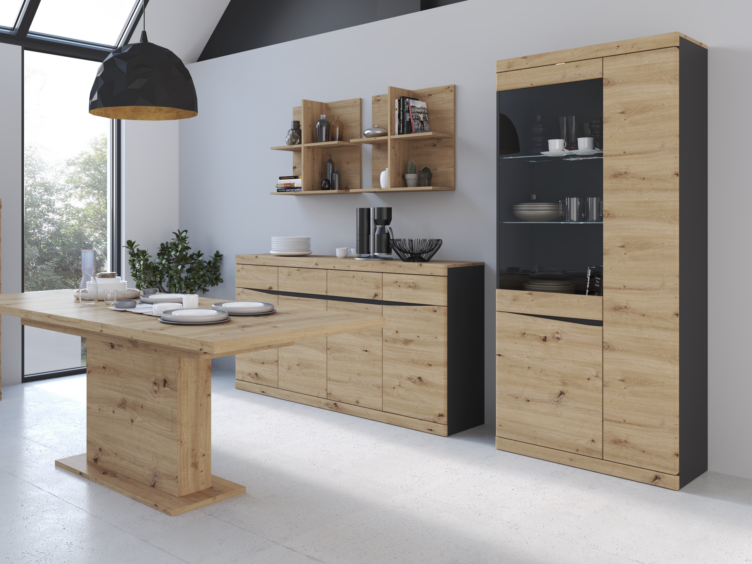 Estante Venlori 128 (Antracite + Carvalho Artisan)