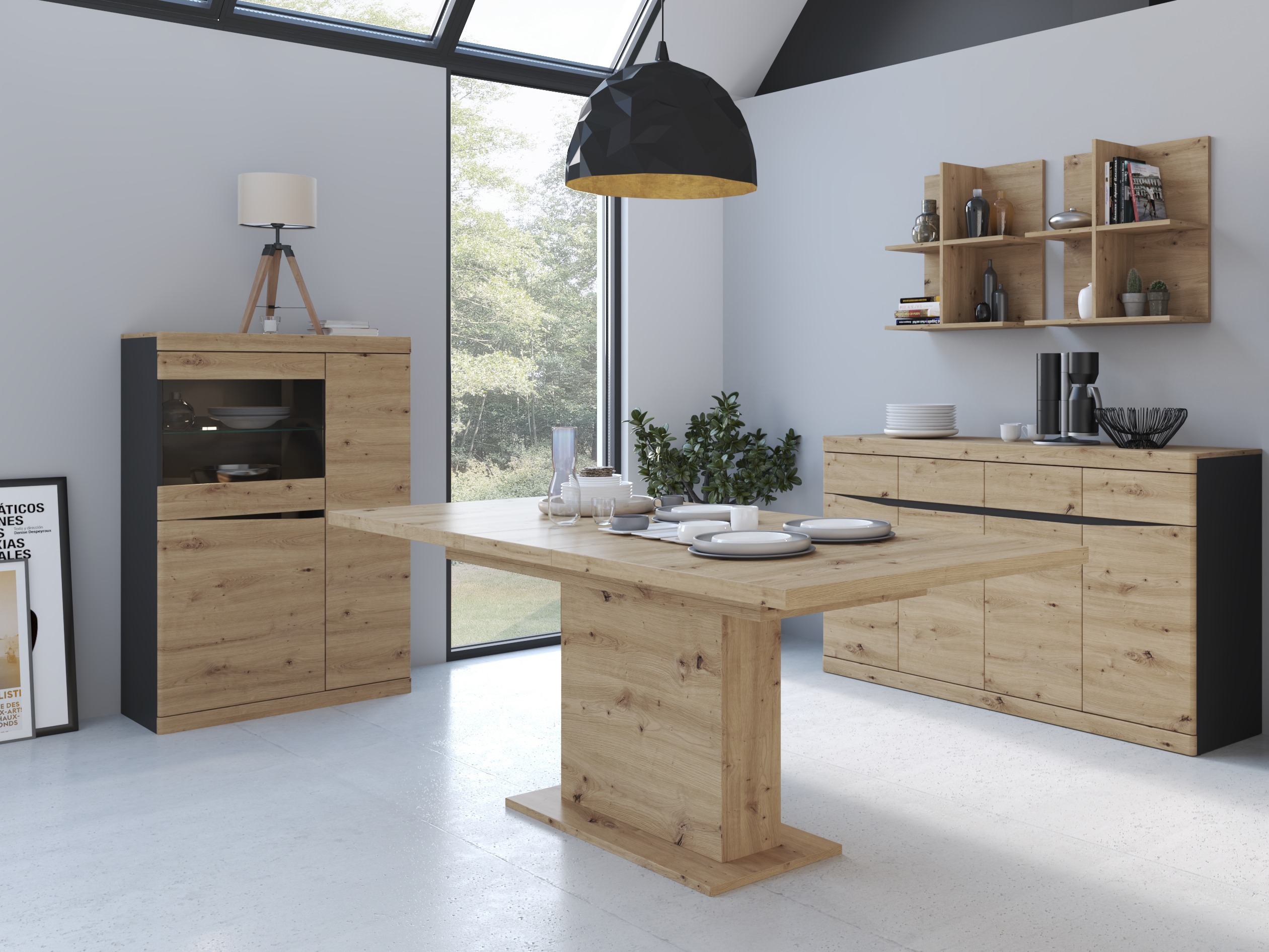 Estante Venlori 129 (Antracite + Carvalho Artisan)