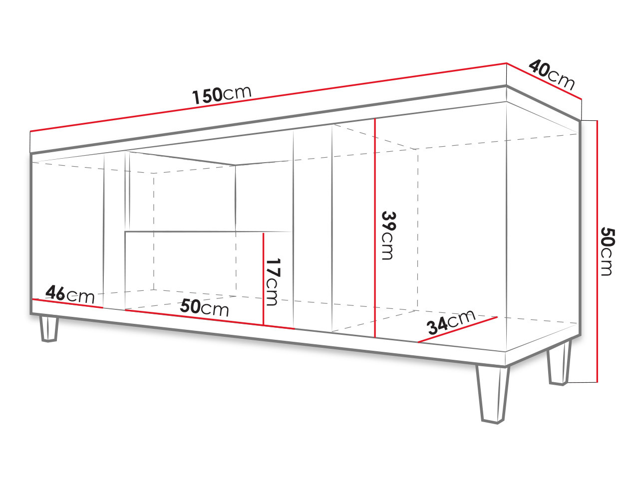Móvel de TV Livseri 113 (Branco + Branco brilhante + Madeira clara)